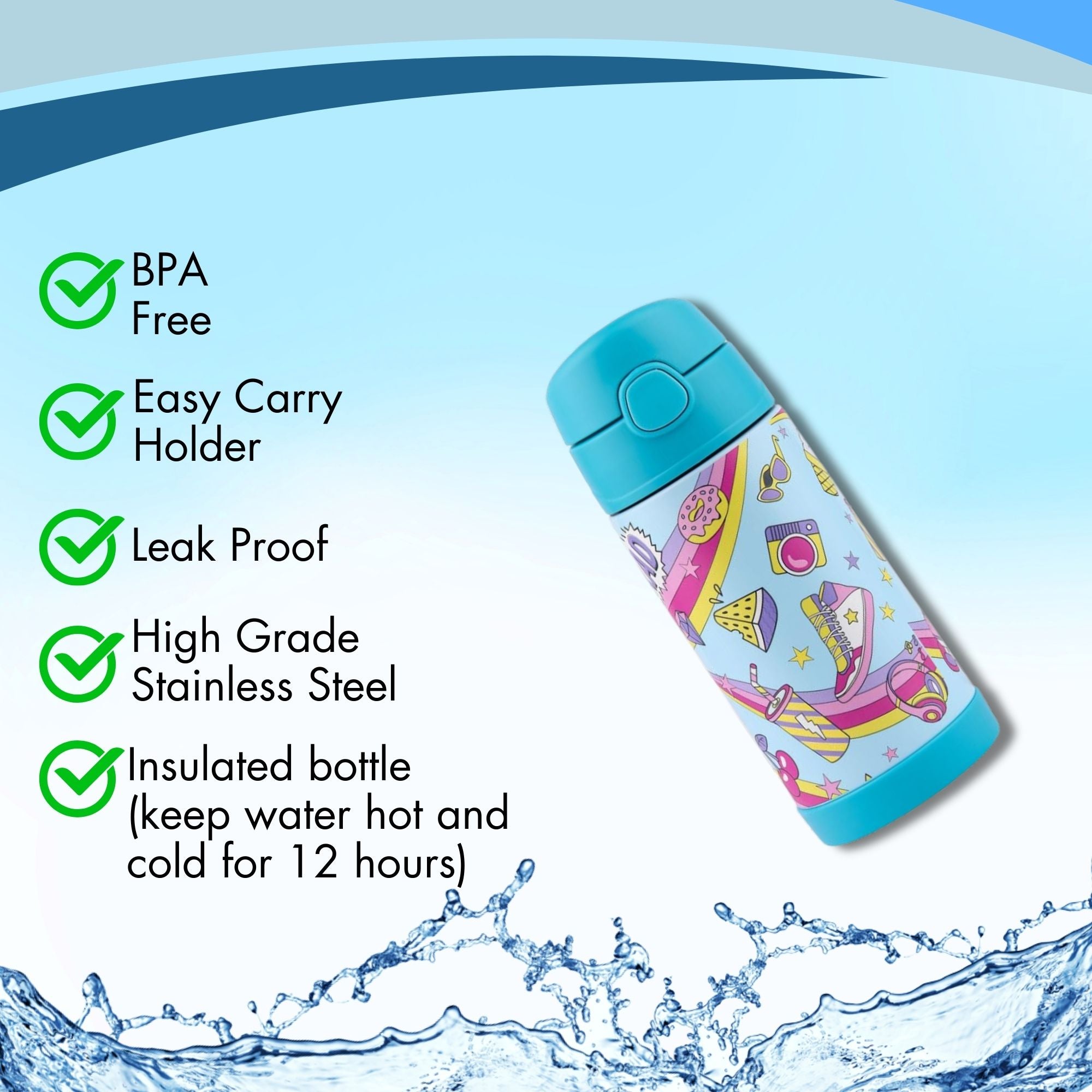Double Wall Stainless Steel Bottle Skater Girl