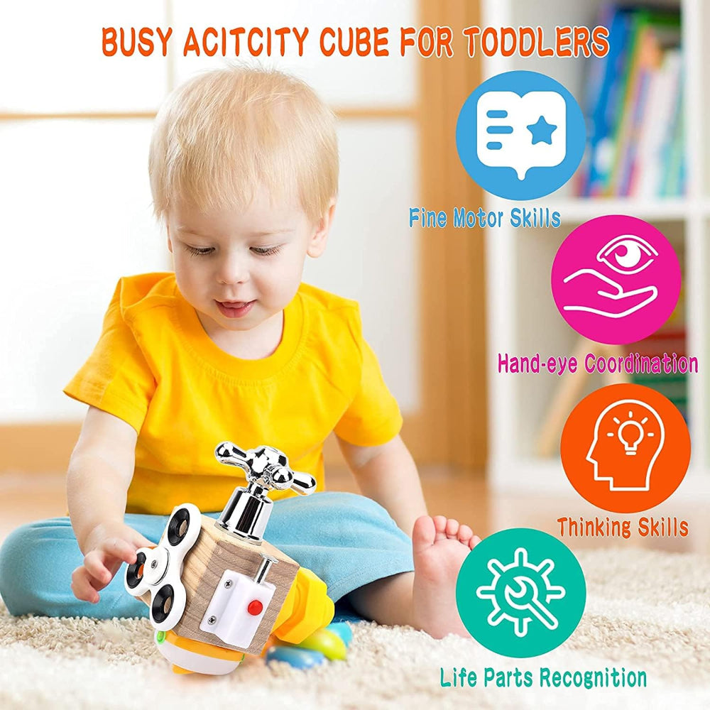 Open Ended 7-in-1 Montessori Busy Cube-Motor Skills-Open Ended-Toycra