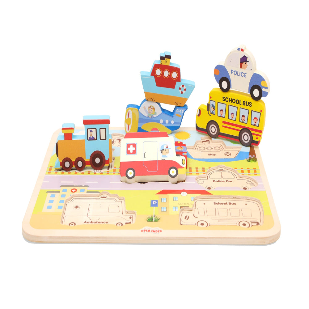 Open Ended Chunky Puzzle New Design- (Includes - 7 Chunky self standing Animals)