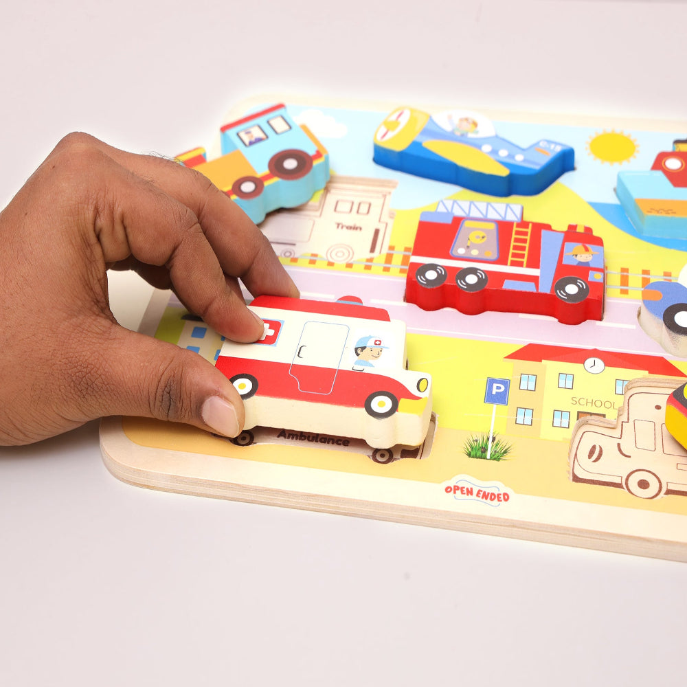 Open Ended Chunky Puzzle New Design- (Includes - 7 Chunky self standing Animals)