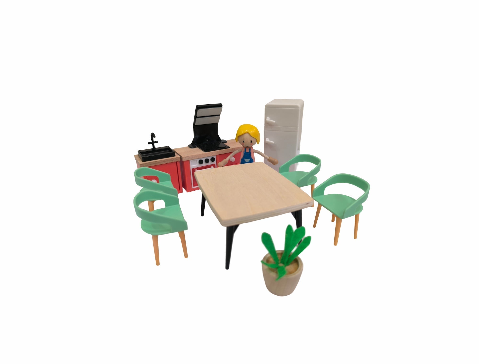 Open Ended Wooden Dollhouse - Modern Villa (31 pcs furniture including 4 doll figures included)-Pretend Play-Open Ended-Toycra