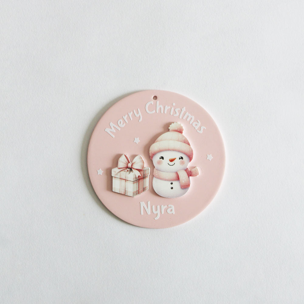 Pink Snowman Ornament Ornament
