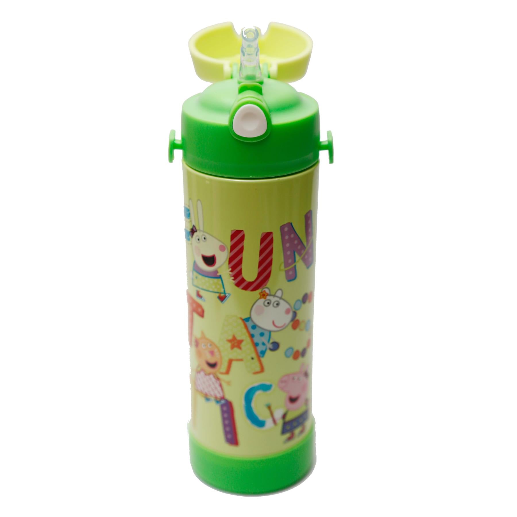 Youp Stainless Steel Insulated Green Color Peppa Pig Kids Sipper Bottle Lucas - 500 Ml