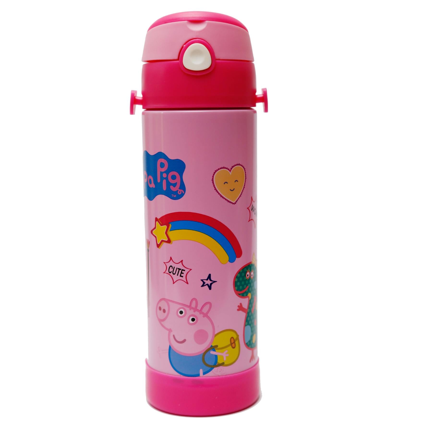 Youp Stainless Steel Insulated Pink Color Peppa Pig Kids Sipper Bottle Lucas - 500 Ml