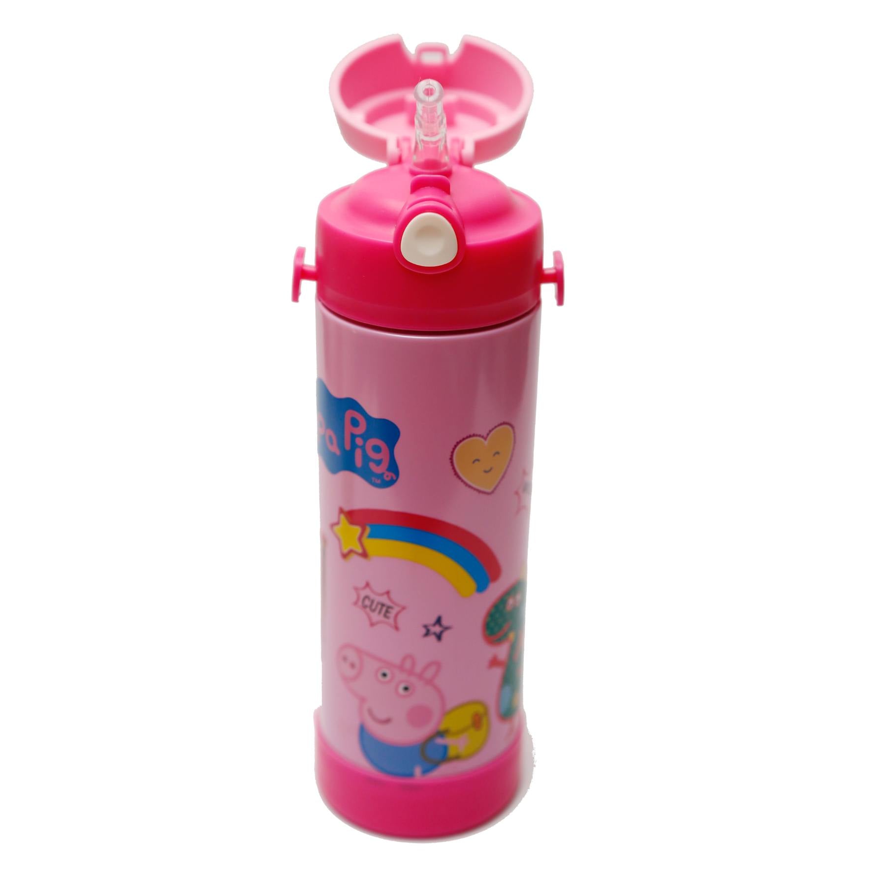 Youp Stainless Steel Insulated Pink Color Peppa Pig Kids Sipper Bottle Lucas - 500 Ml