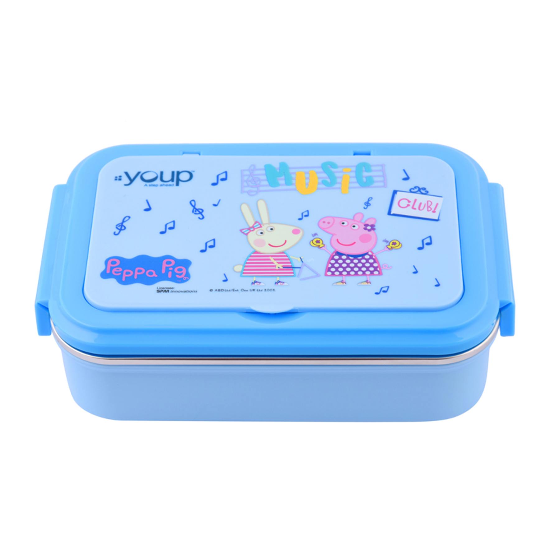 Youp Stainless Steel Blue Color Peppa Pig Kids Lunch Box Lunch Break - 850 Ml