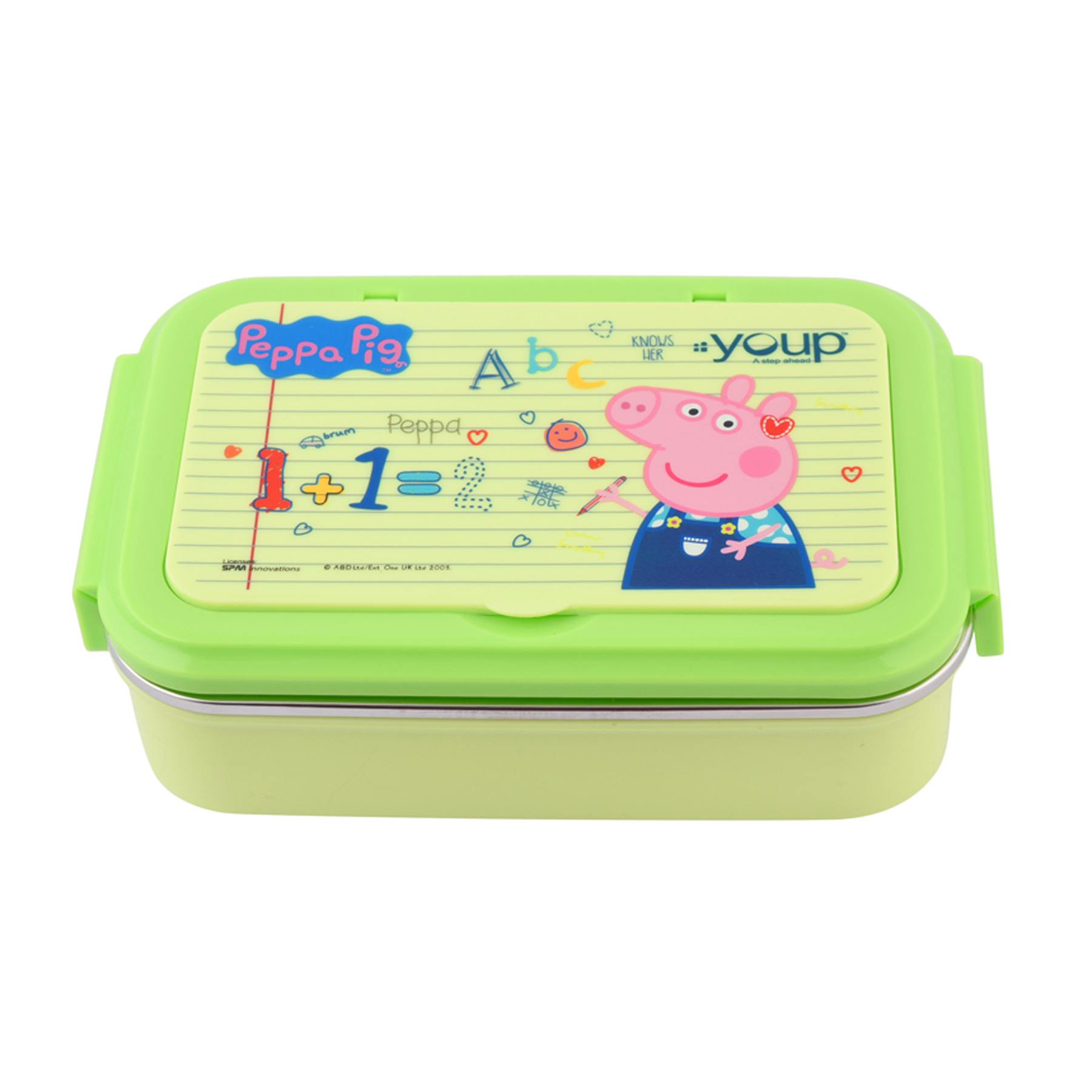 Youp Stainless Steel Lime Green Color Peppa Pig Kids Lunch Box Lunch Break - 850 Ml