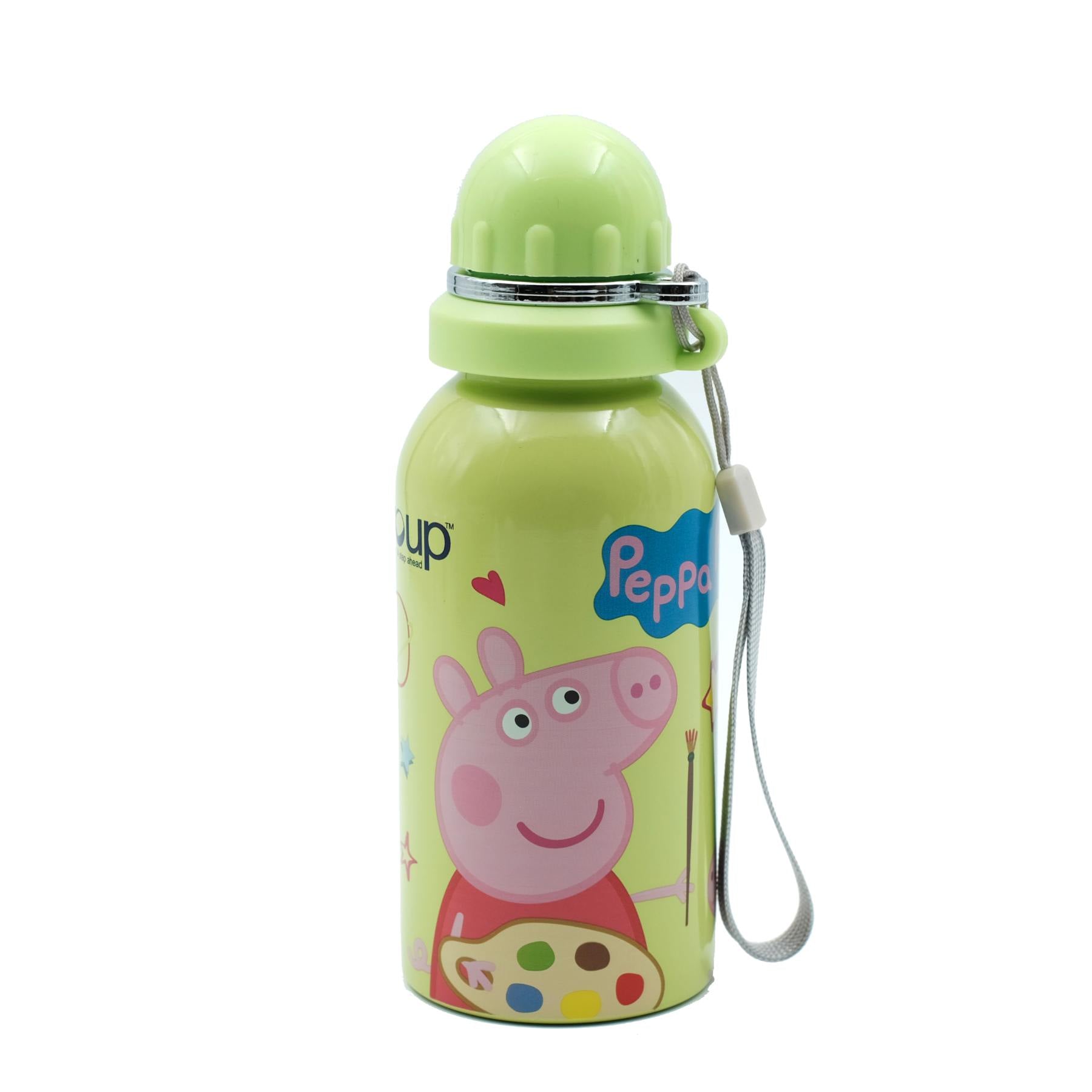 Youp Stainless Steel Green Color Peppa Pig Kids Water Bottle HYBRID - 500 Ml