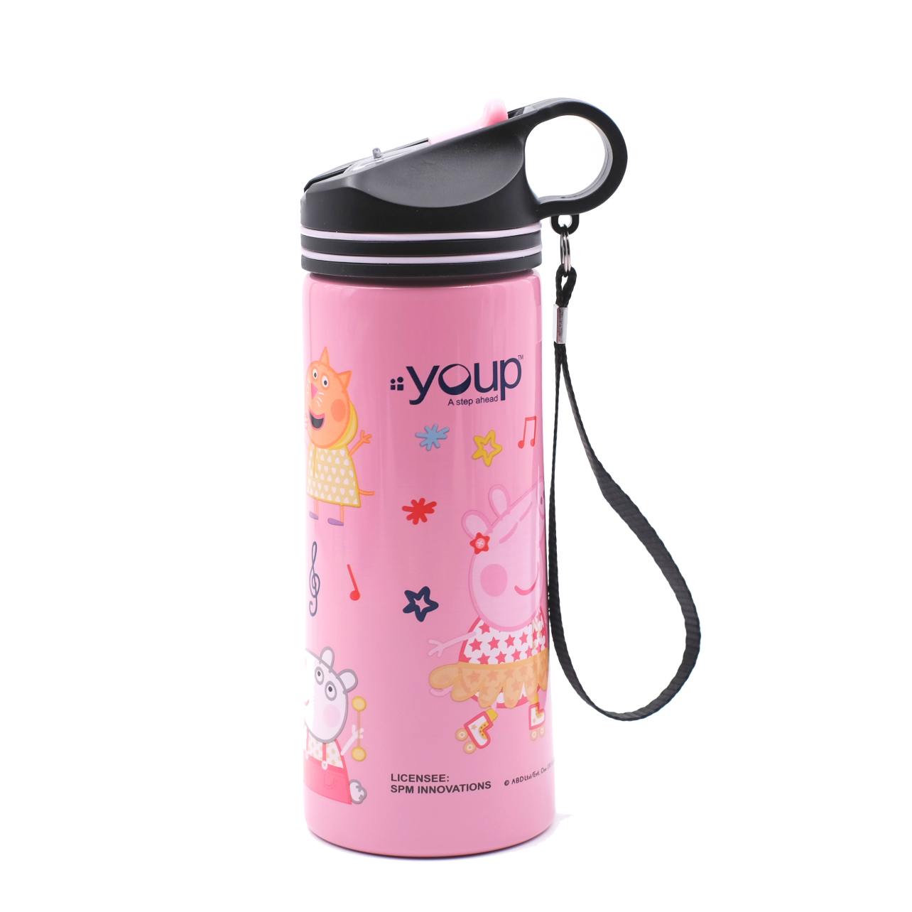 Youp Stainless Steel Pink Color Peppa Pig Kids Water Bottle HYOWER - 750 ml