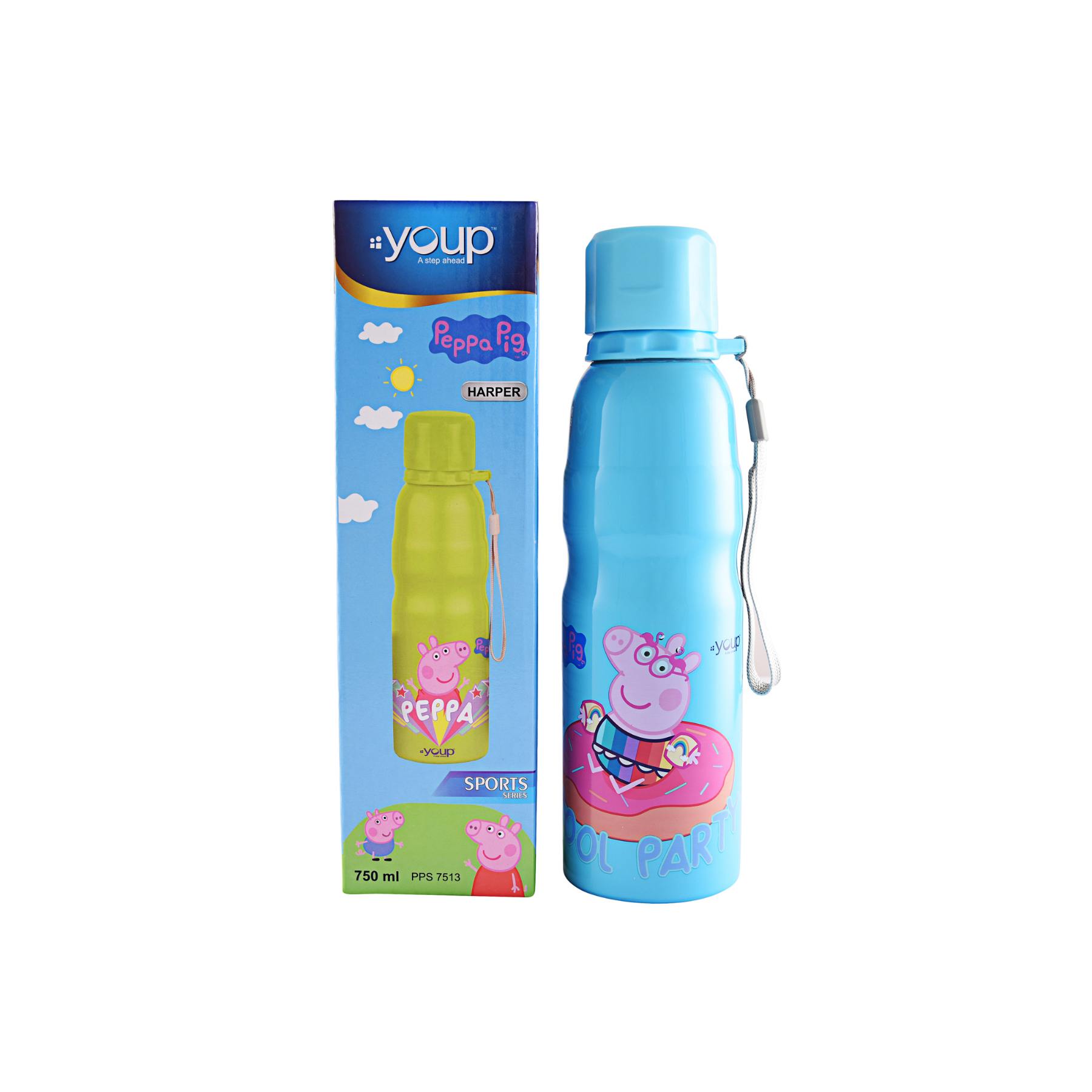 Youp Stainless Steel Blue Color Peppa Pig Kids Water Bottle HARPER  - 750 Ml