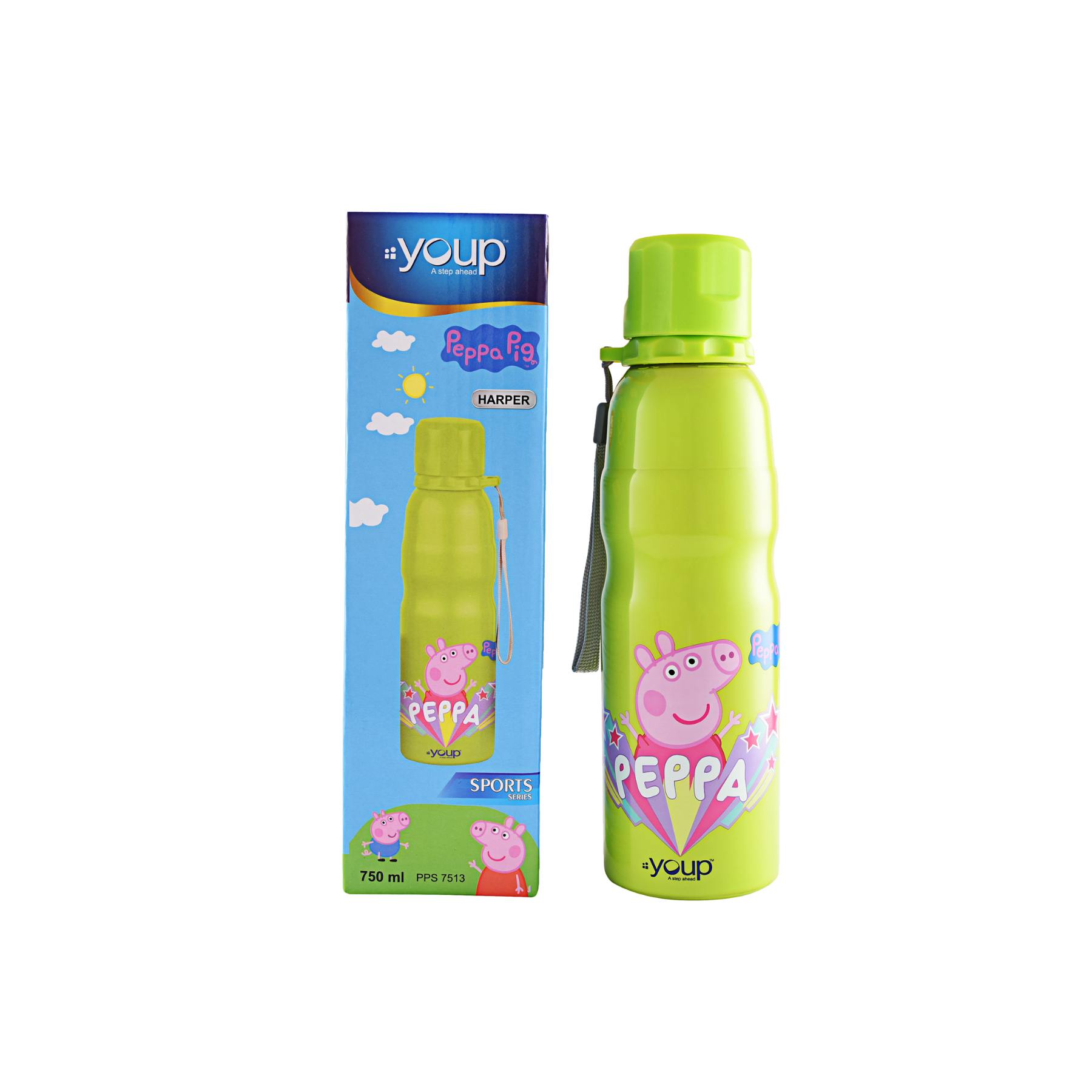Youp Stainless Steel Green Color Peppa Pig Kids Water Bottle HARPER  - 750 Ml