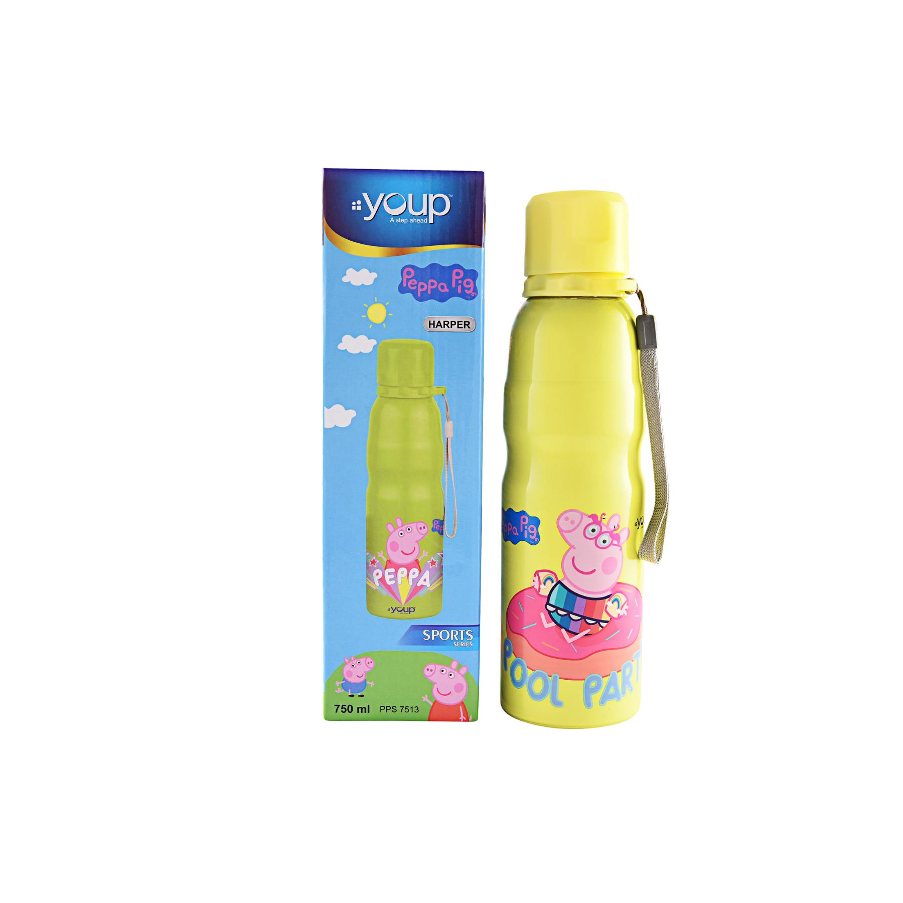 Youp Stainless Steel Yellow Color Peppa Pig Kids Water Bottle HARPER - 750 Ml
