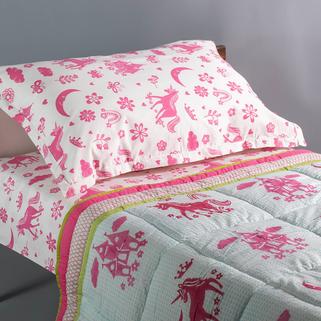 Gudgoodie Flat Crib Bedsheet - 100% Cotton Percale - Magical Unicorns