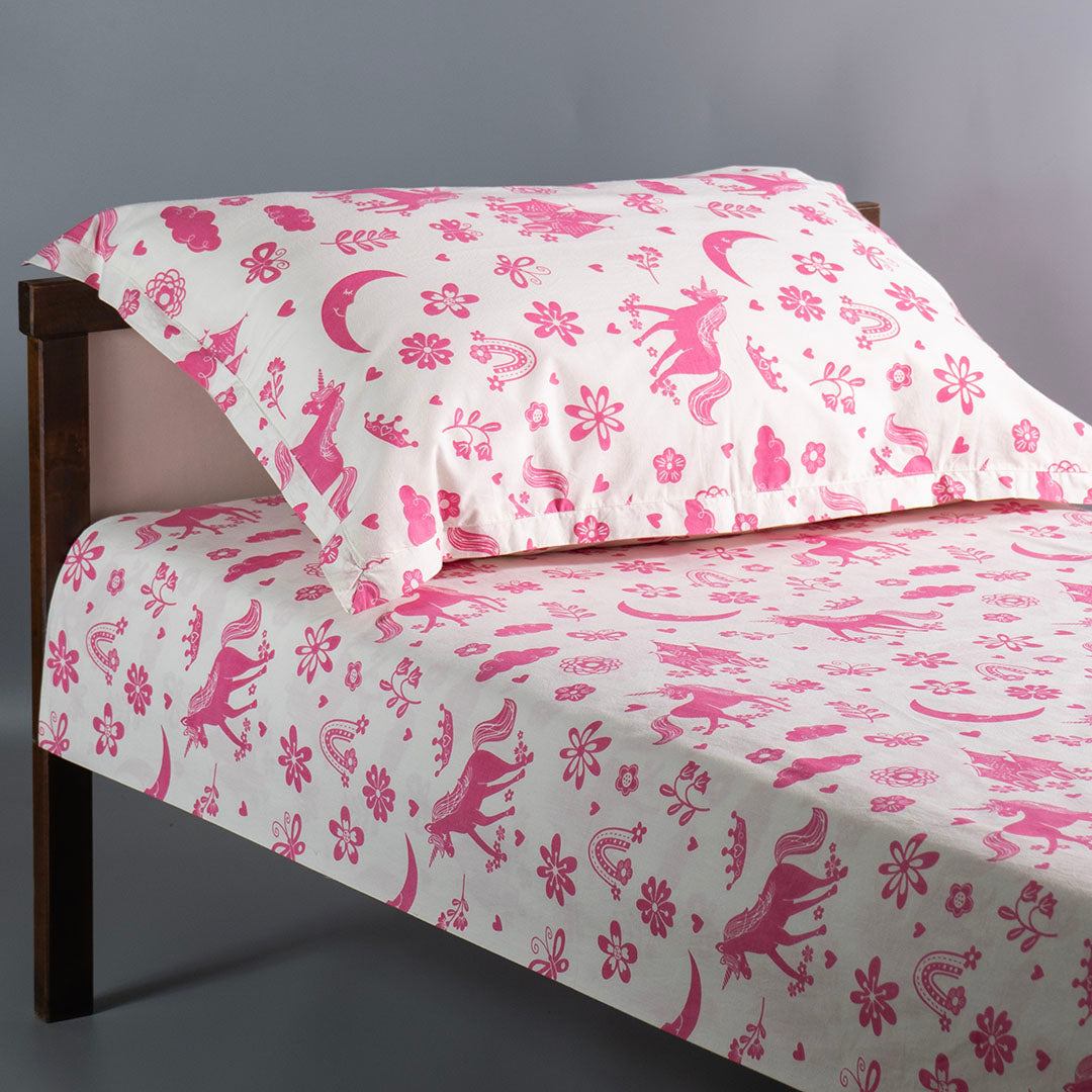 Gudgoodie Flat Crib Bedsheet - 100% Cotton Percale - Magical Unicorns