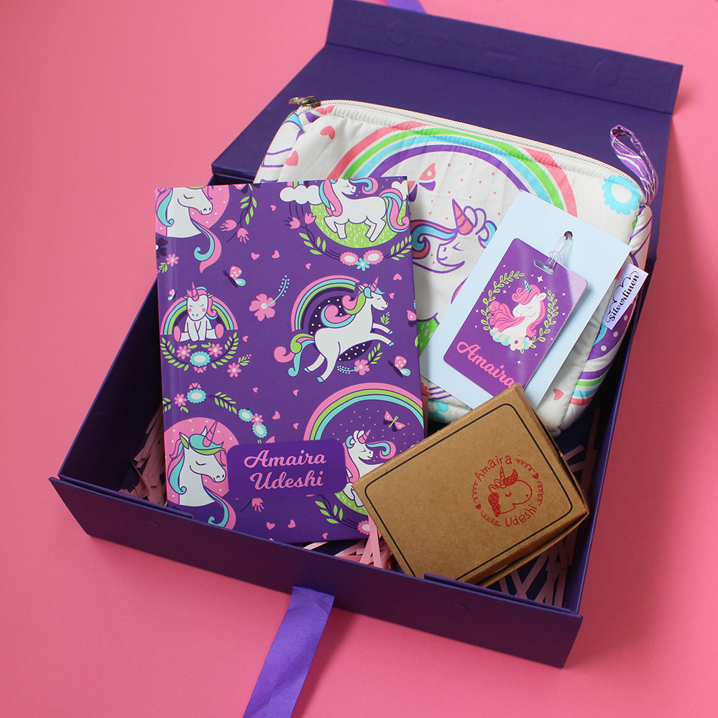 Unicorn Themed Personalised Stationery Gift Box