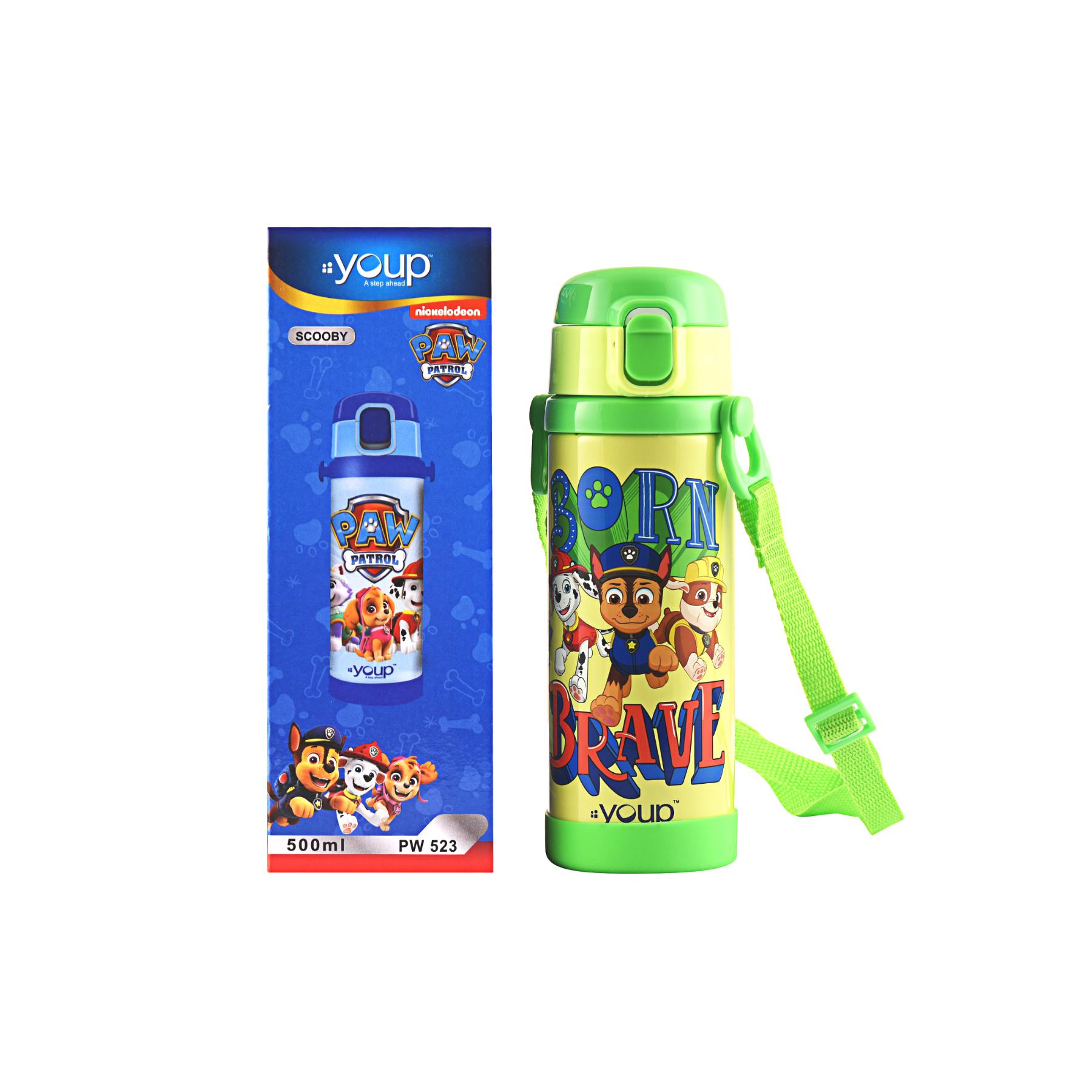 Youp Stainless Steel Insulated Green Color Paw Patrol Kids Sipper Bottle SCOOBY - 500 ml