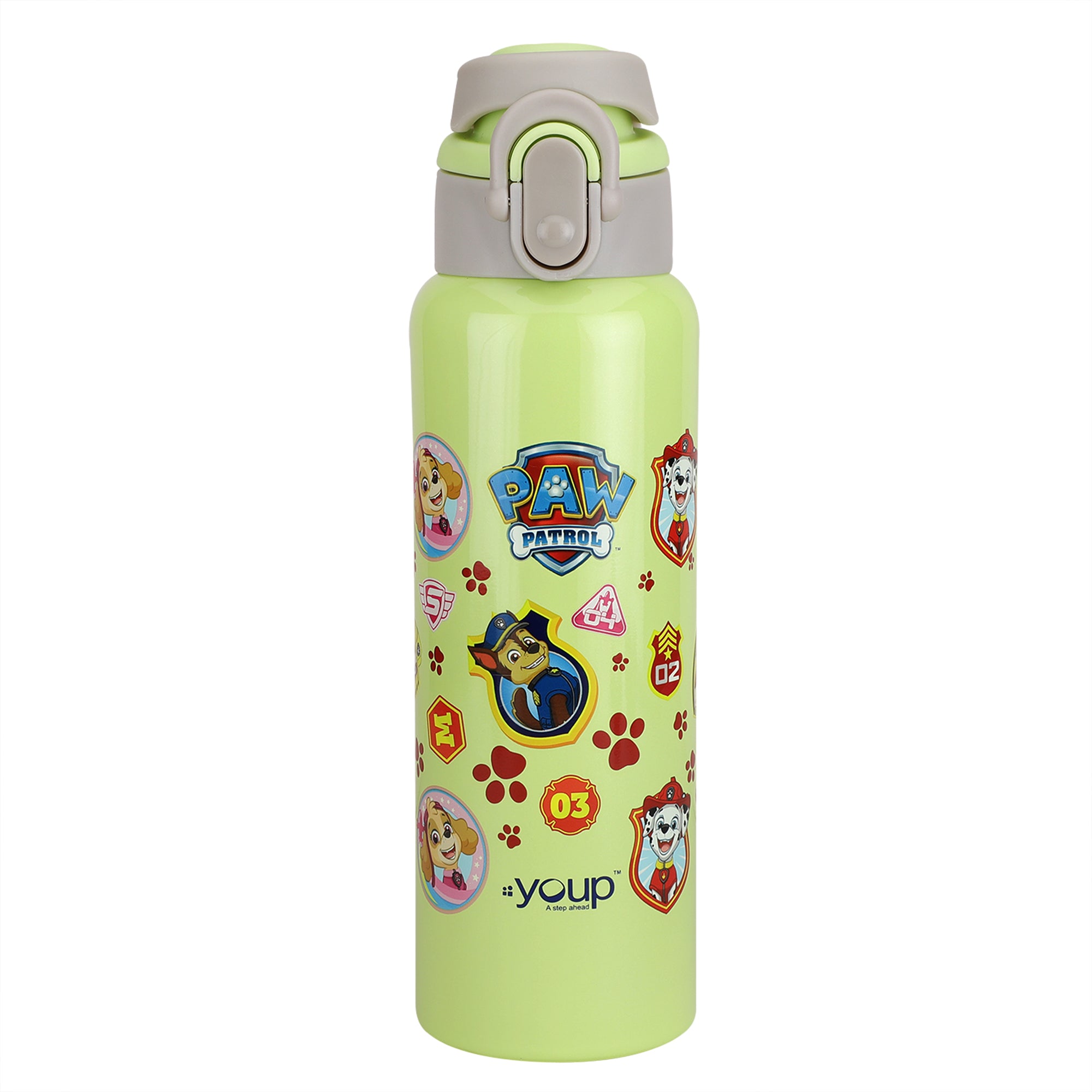 Youp Stainless Steel Lemon Green Color Paw Patrol Kids Insulated Water Bottle TIKTOK - 600 ml