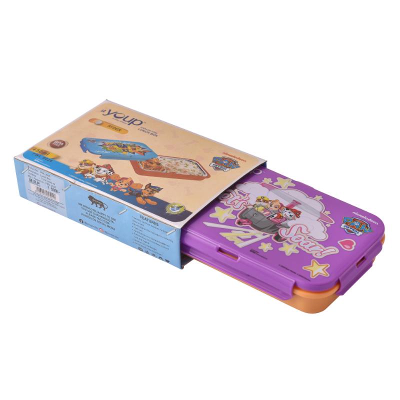 Youp Stainless Steel Purple And Yellow Color Paw Patrol Kids Lunch Box Ryder - 450 Ml