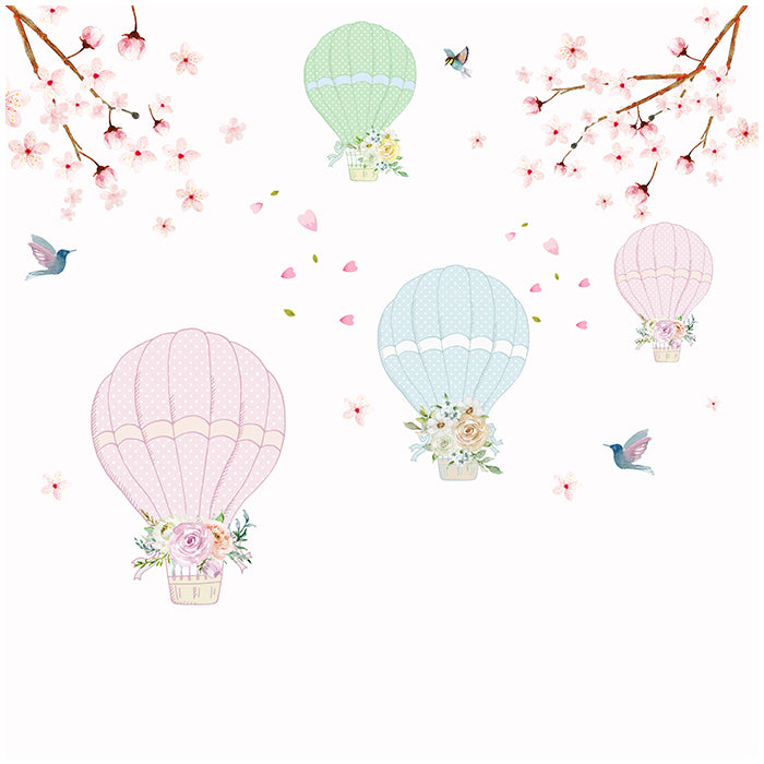 Pastel Hot Air Balloons Wall Stickers for Kids