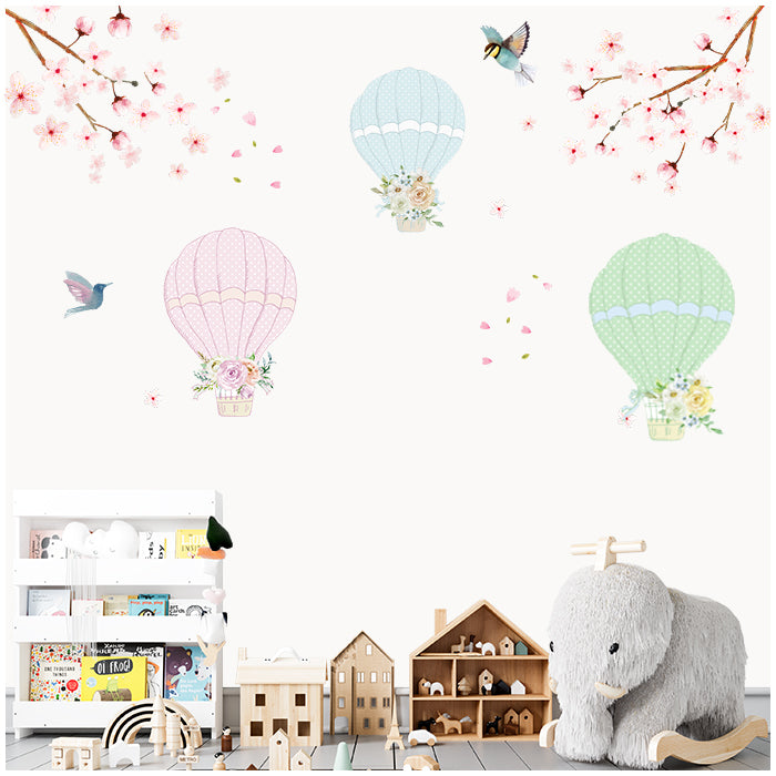 Pastel Hot Air Balloons Wall Stickers for Kids