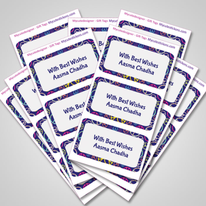 Personalised Gift Sticker - Peace Sign - Set of 60