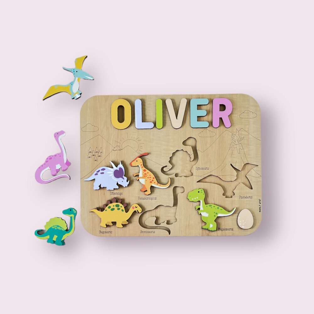 Personalised Wooden Name Puzzle - Dinosaurs