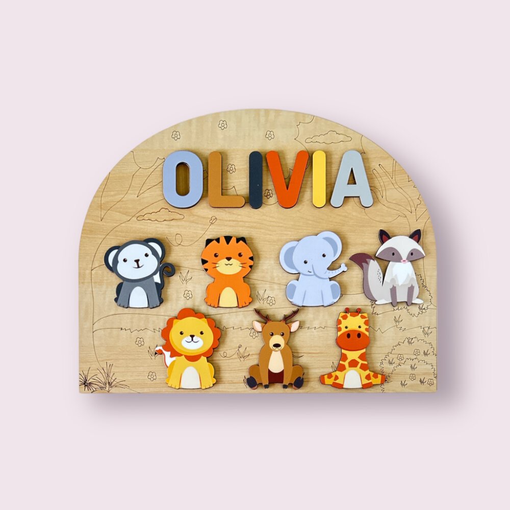 Personalised Wooden Name Puzzle- Wild Animals