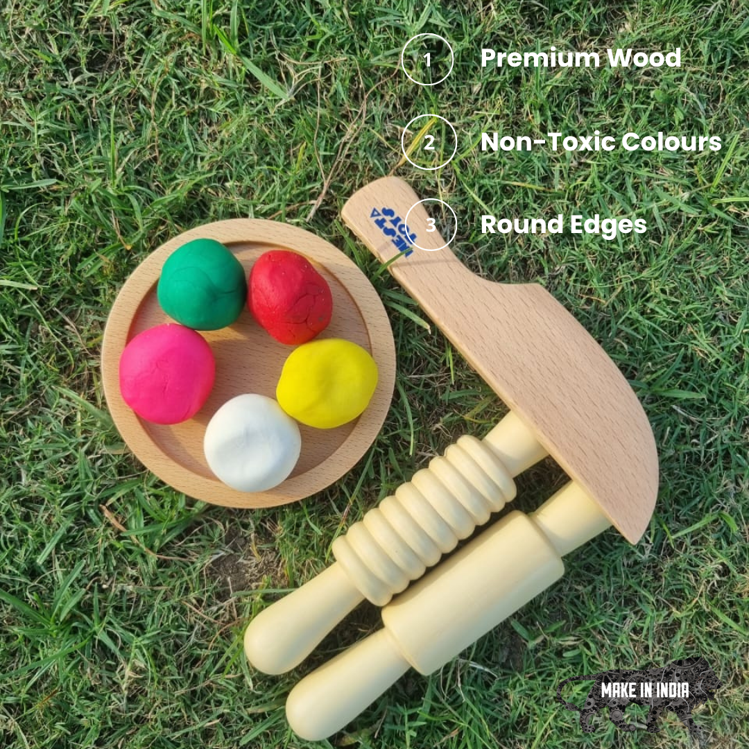 Play Dough Kit | Rolling Pins & Knife | Pretend Play Kitchen Toys