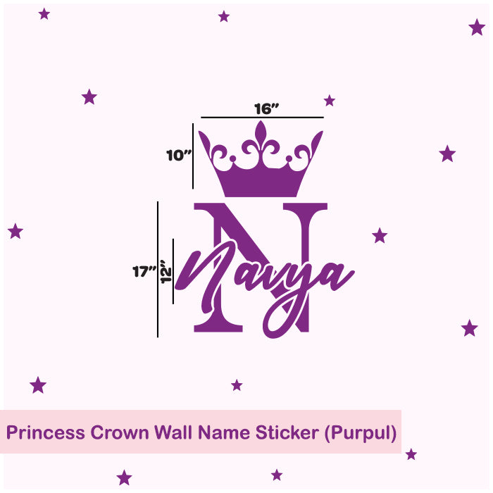 Princess Crown Wall Name Sticker (Hot Pink)