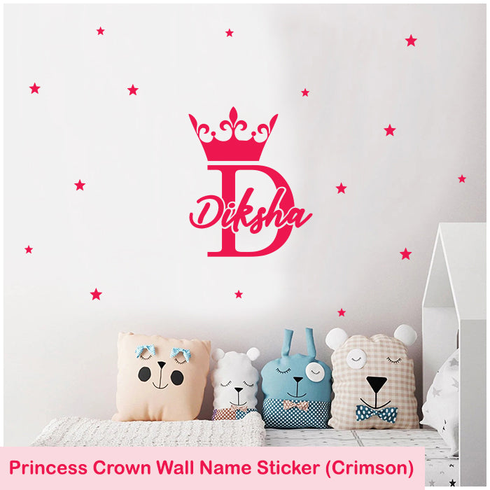 Princess Crown Wall Name Sticker (Hot Pink)
