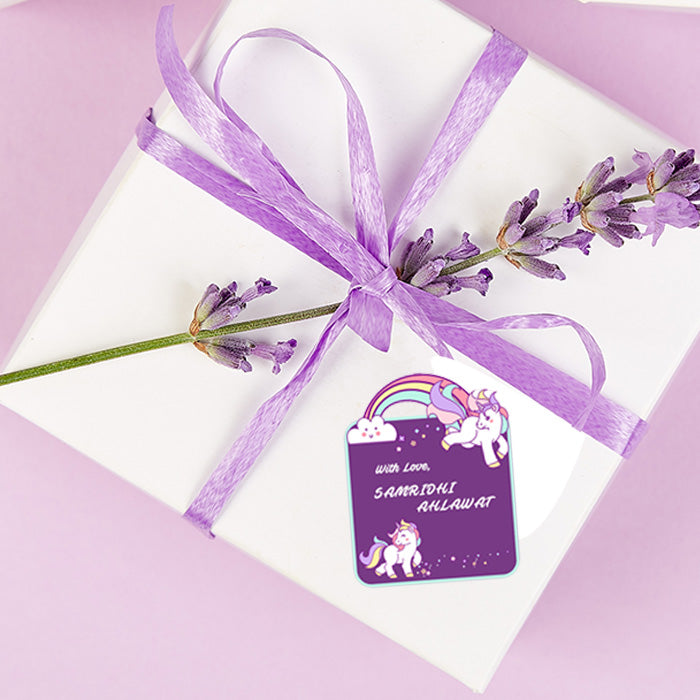 Personalised Gift Sticker - Purple Unicorn - Set of 60