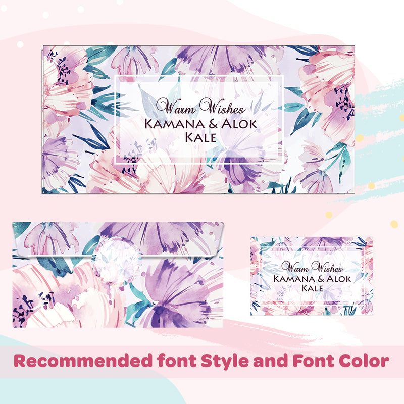 Personalised Gift Envelopes, Cards & Stickers Combo - Purple Watercolor, Set Of 130