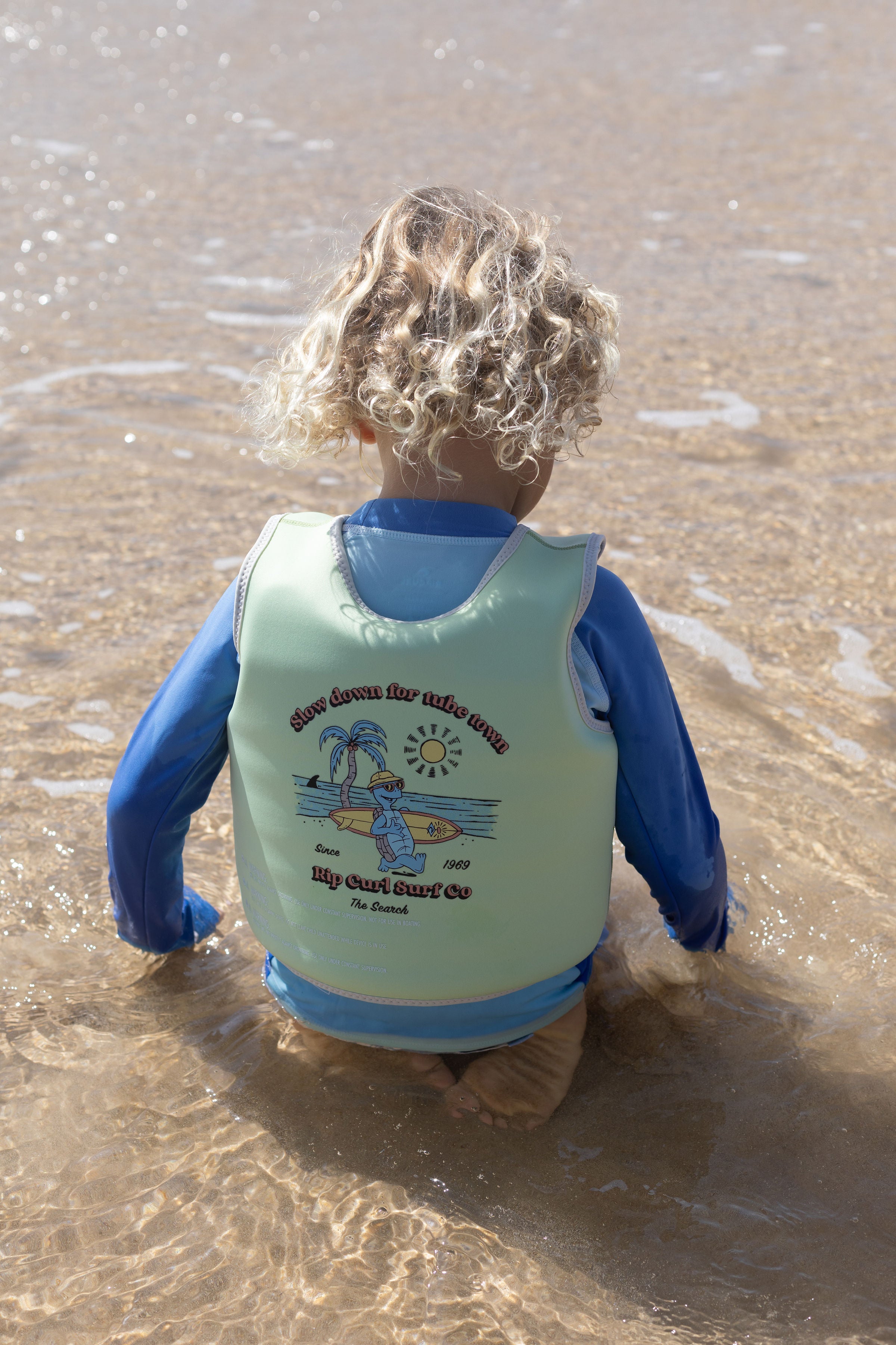 SUNNYLiFE Kids Swim Vest Shred Turtle Aqua