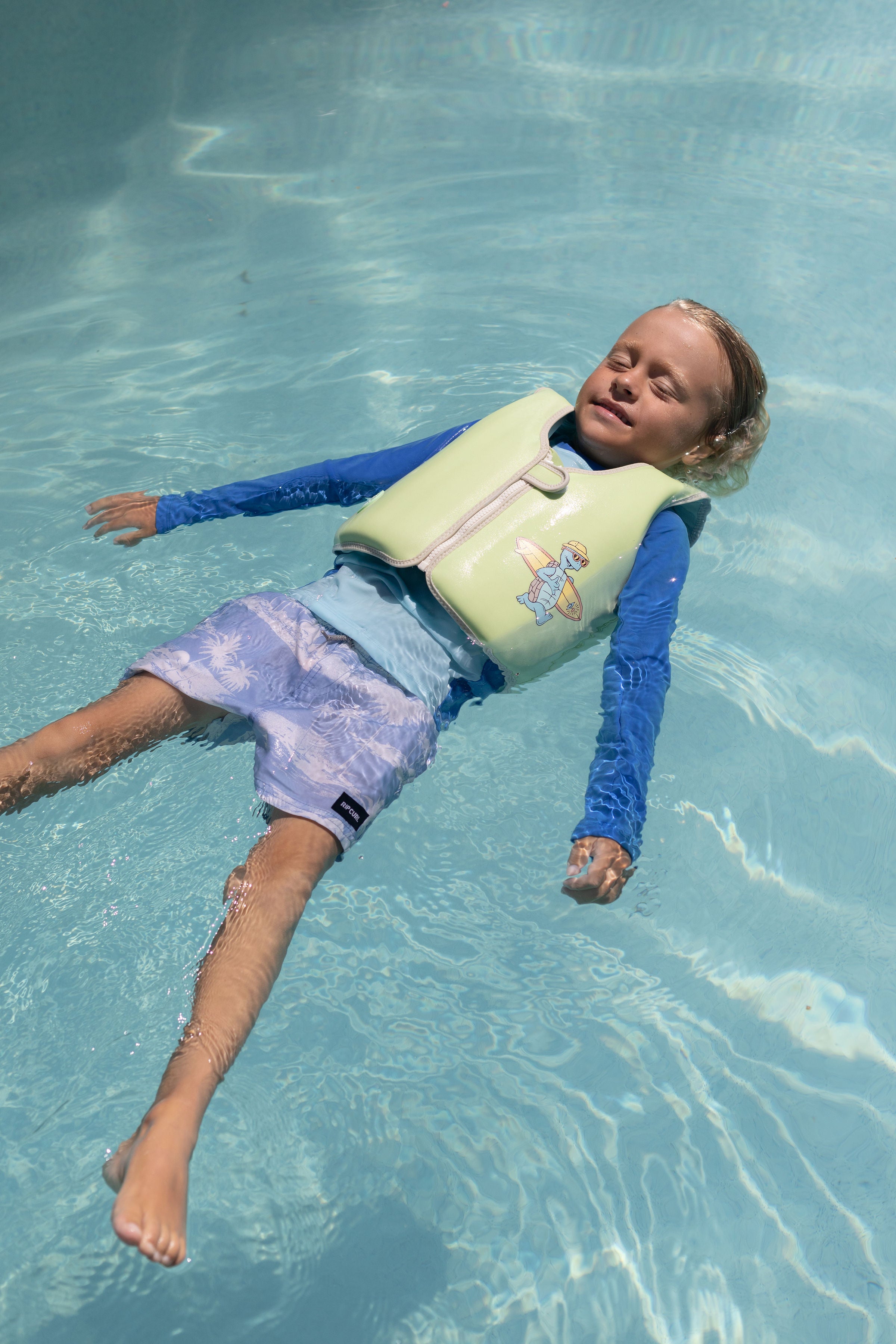 SUNNYLiFE Kids Swim Vest Shred Turtle Aqua