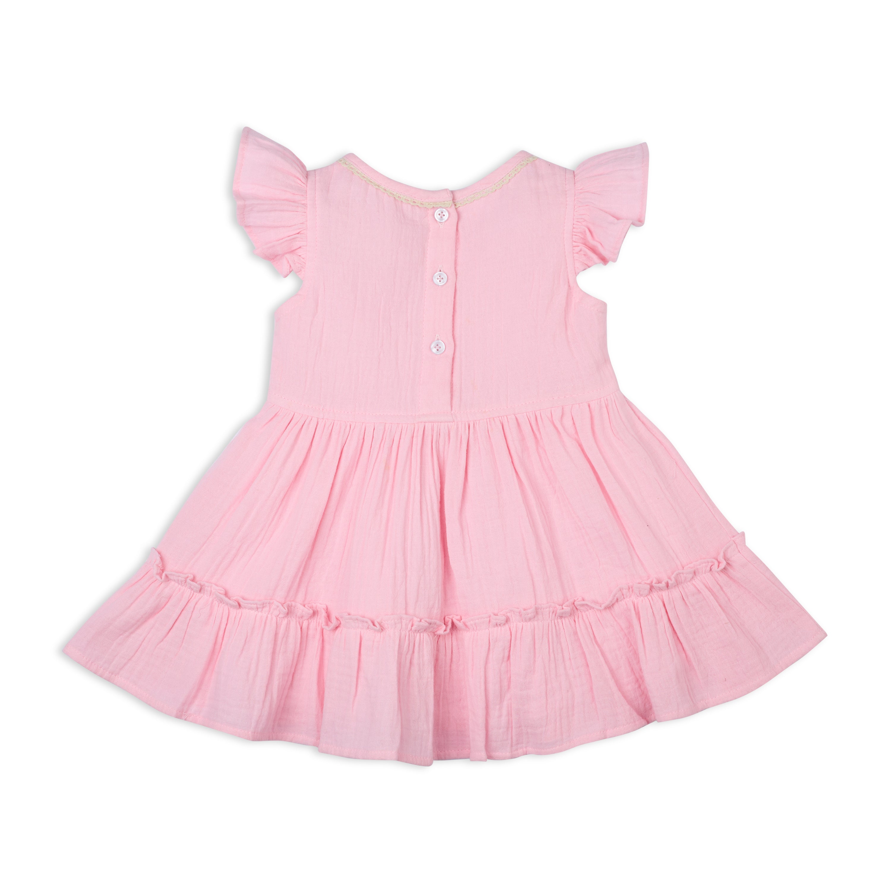 Sophie Double Cloth Tiered Dress With Crochet Details - Pink