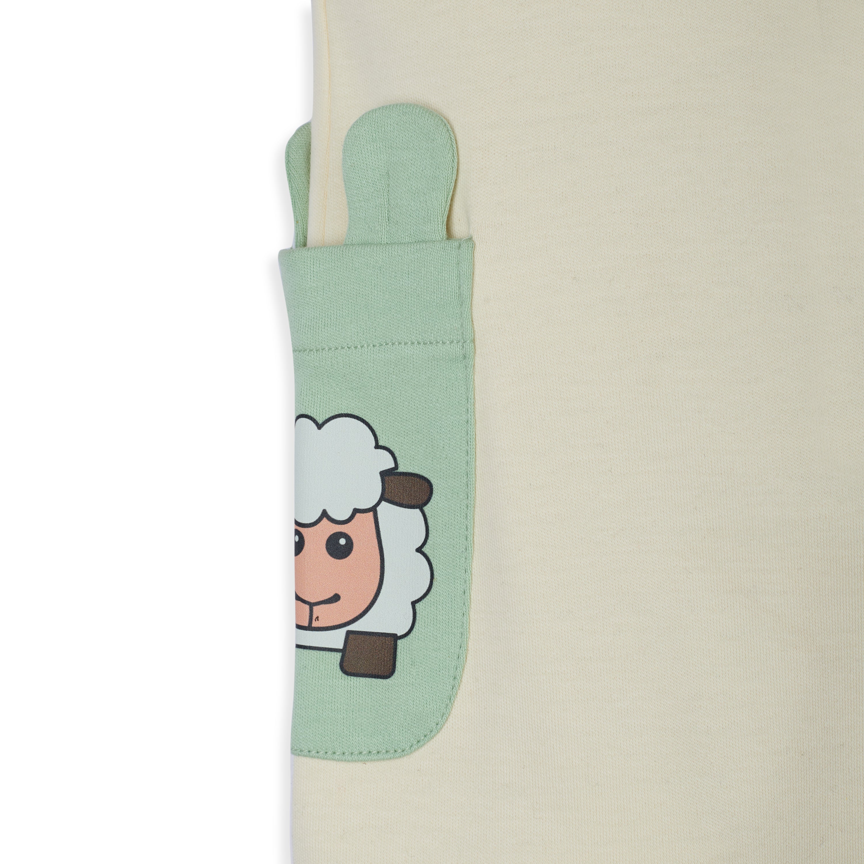 My Milestones Short Sleeves Romper With Color Block Details And Cute Animal Print - White & Ecru