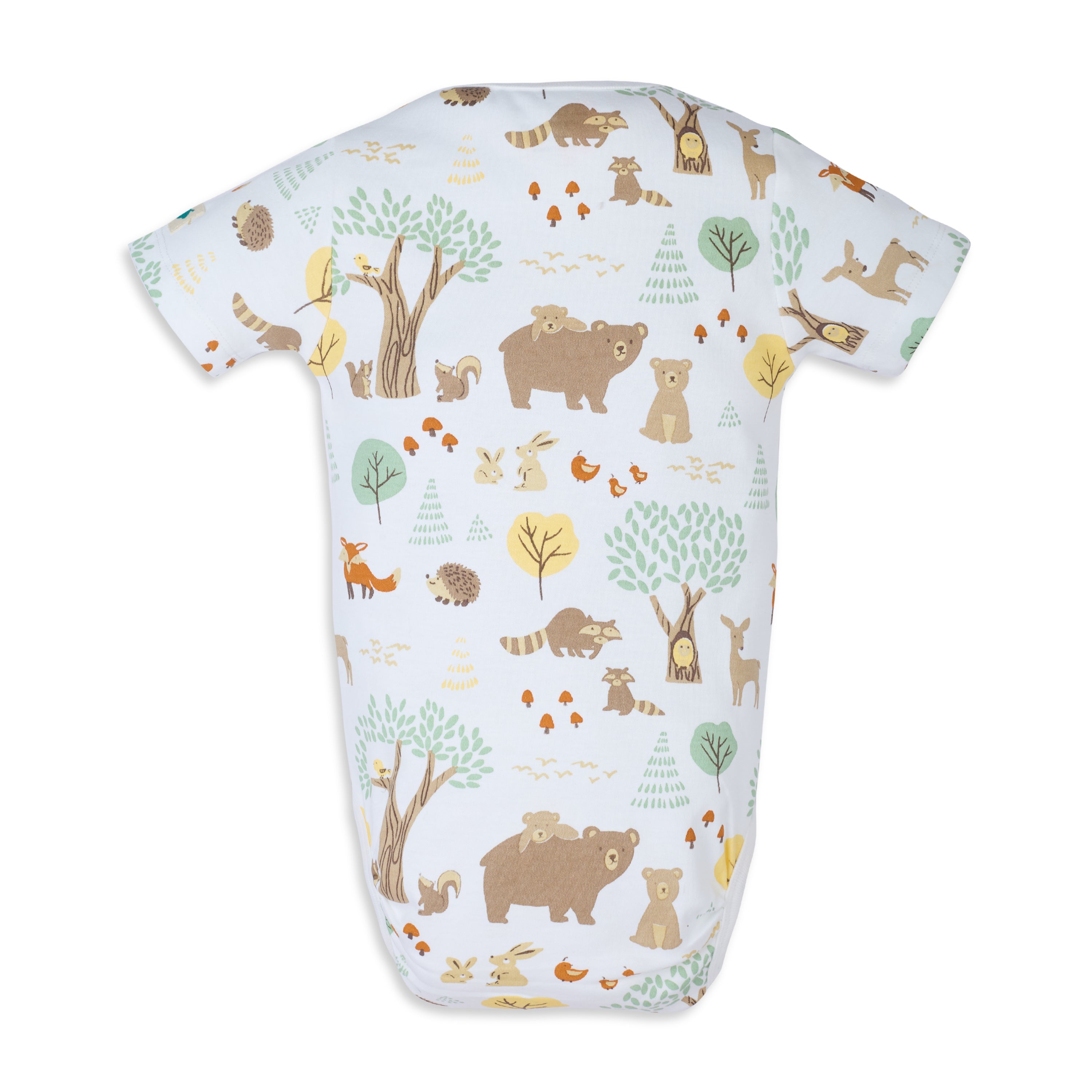 My Milestones Bio-Wash 100% Cotton Baby Boy Woodland Wonder Print Bodysuit - White