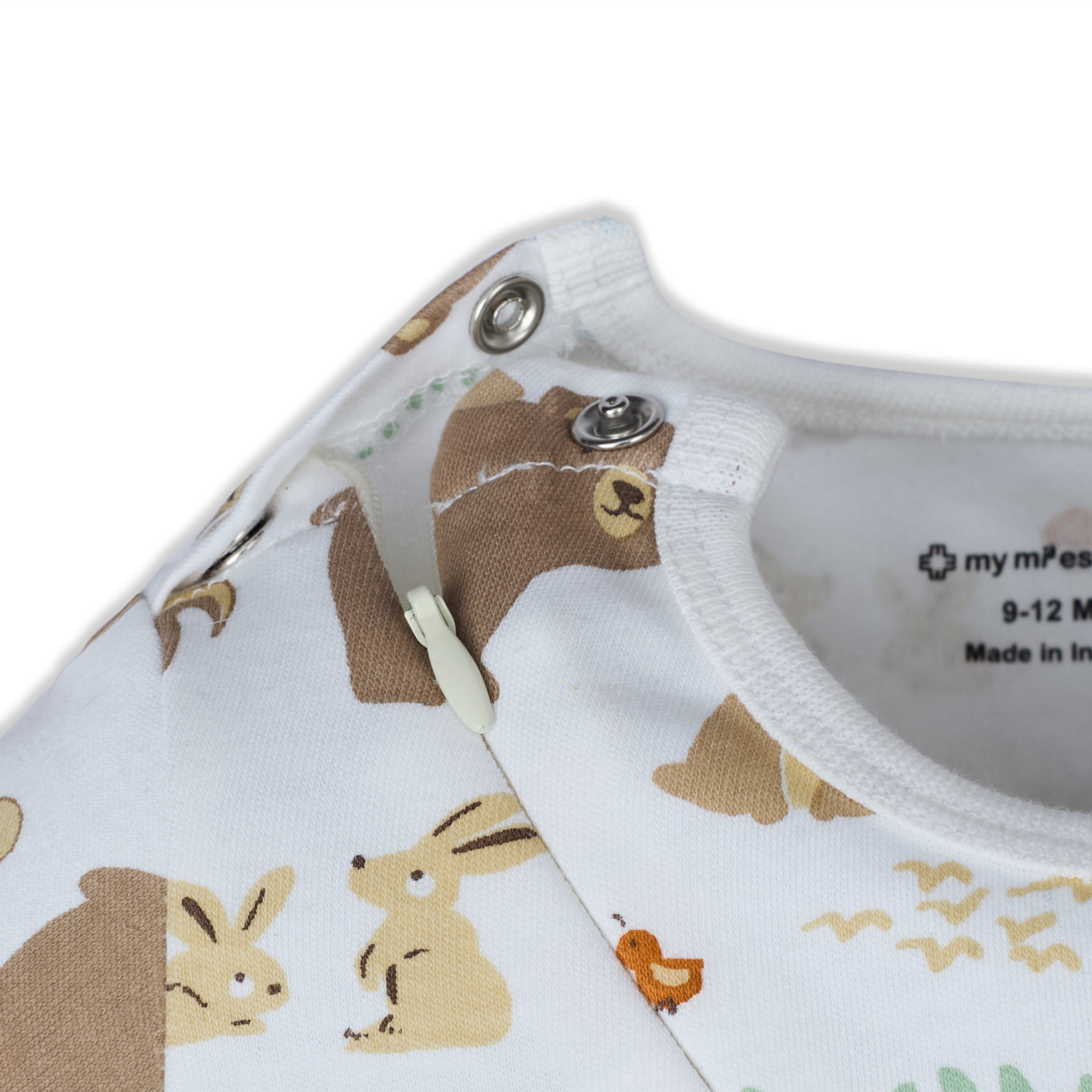My Milestones Bio-Wash 100% Cotton Baby Boy Woodland Wonder Print Romper - White