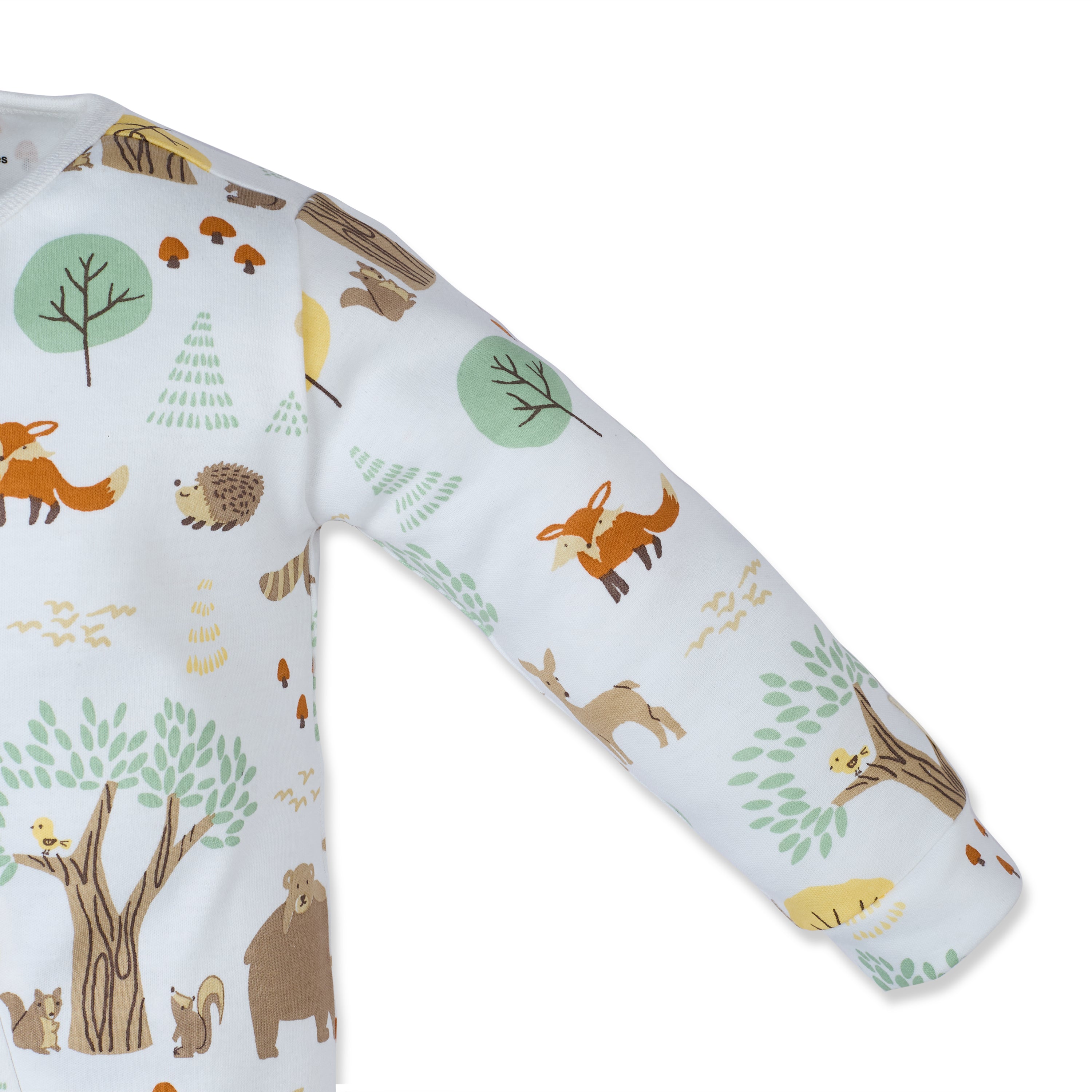 My Milestones Bio-Wash 100% Cotton Baby Boy Woodland Wonder Print Romper - White