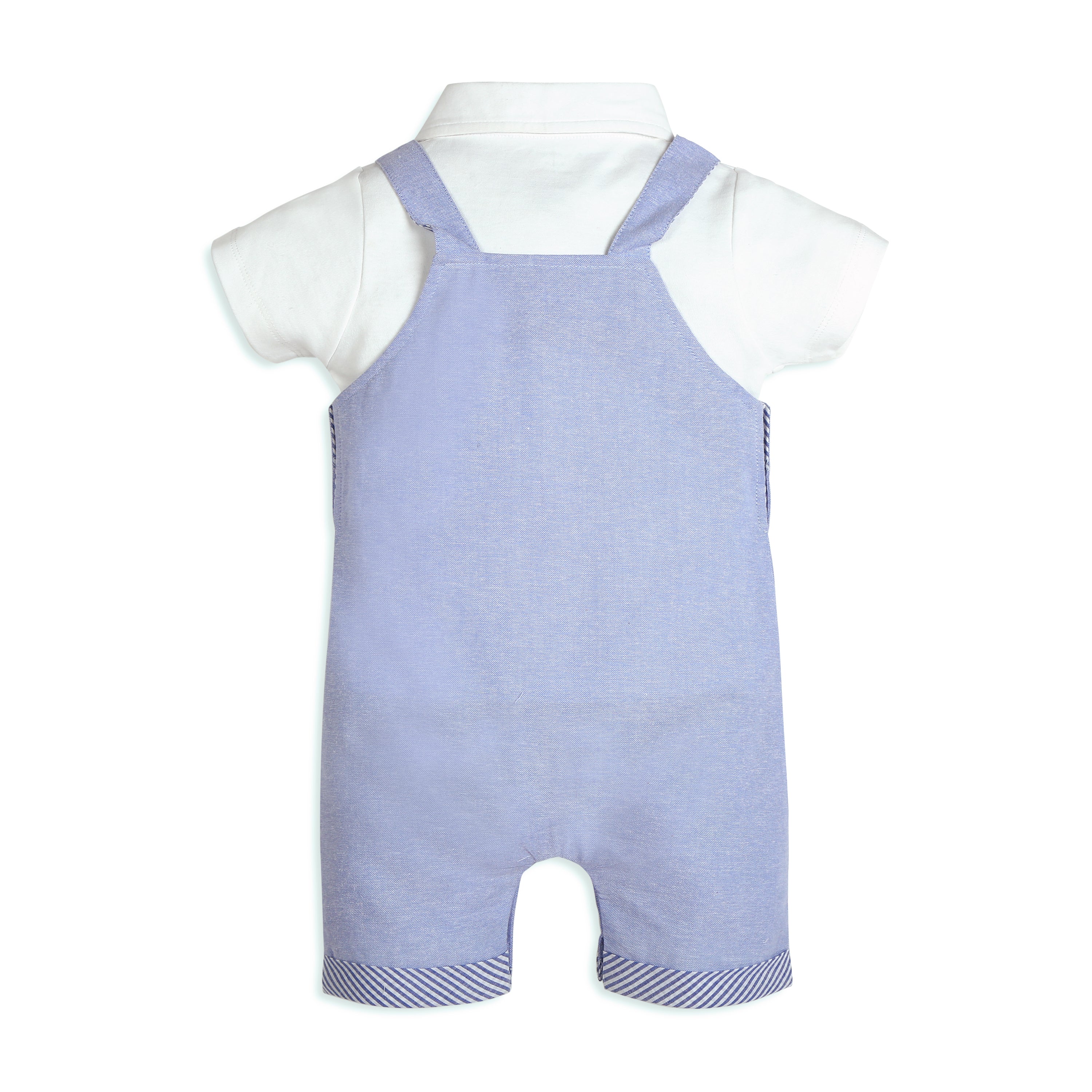 Brooks Chambray Dungaree With Knit Collared Tee - Blue & White