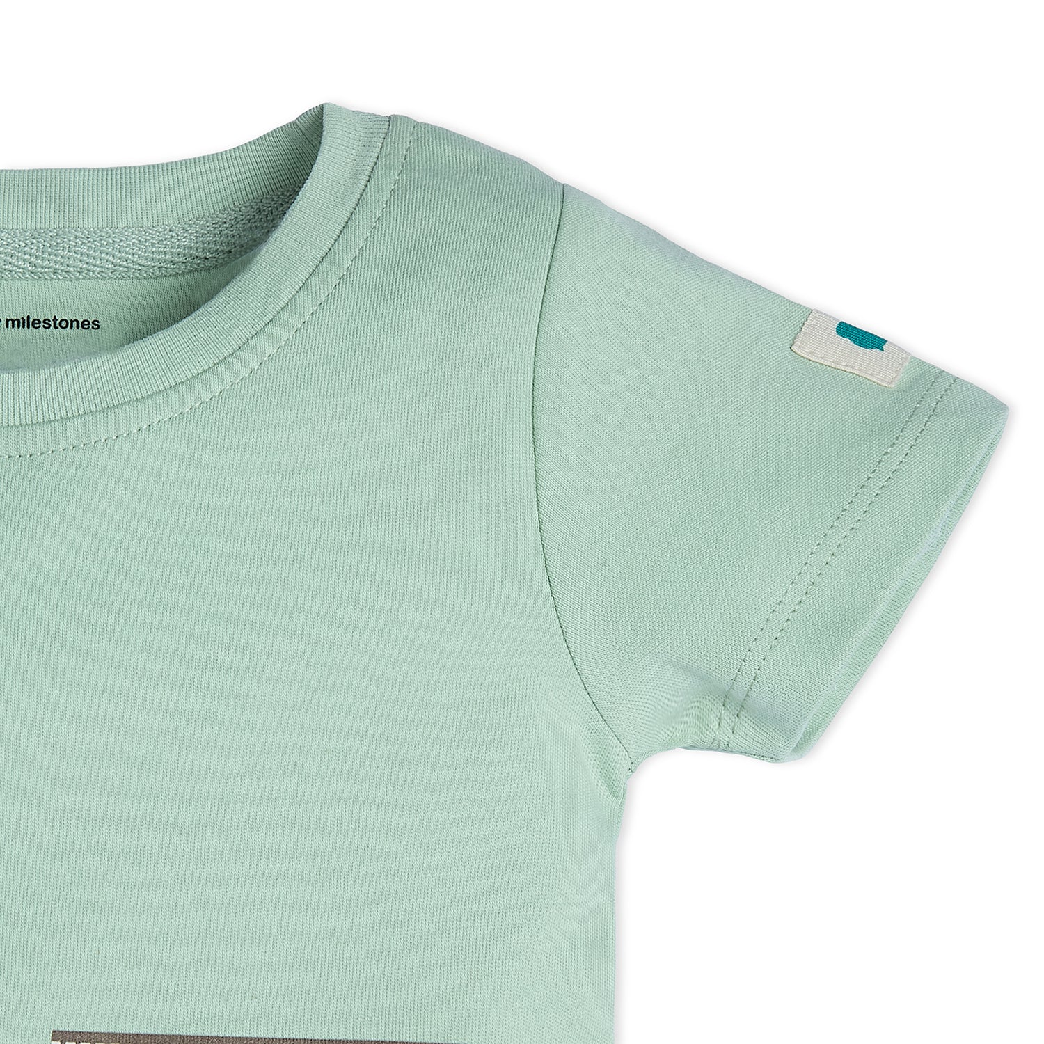 My Milestones Bio-Wash 100% Cotton Short Sleeves Tee with Barnyard Placement Print - Sage Green