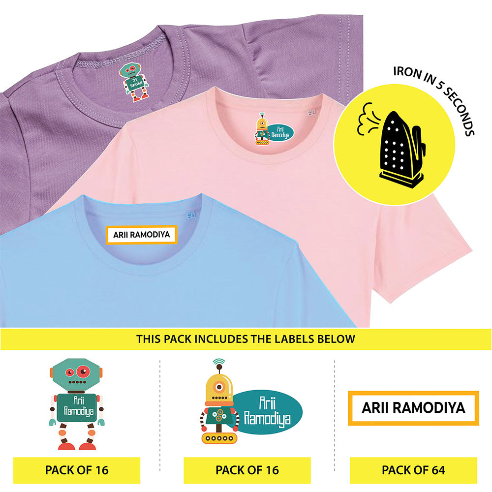 Custom Iron On Labels for Clothes - (Pack Of 96 Labels)