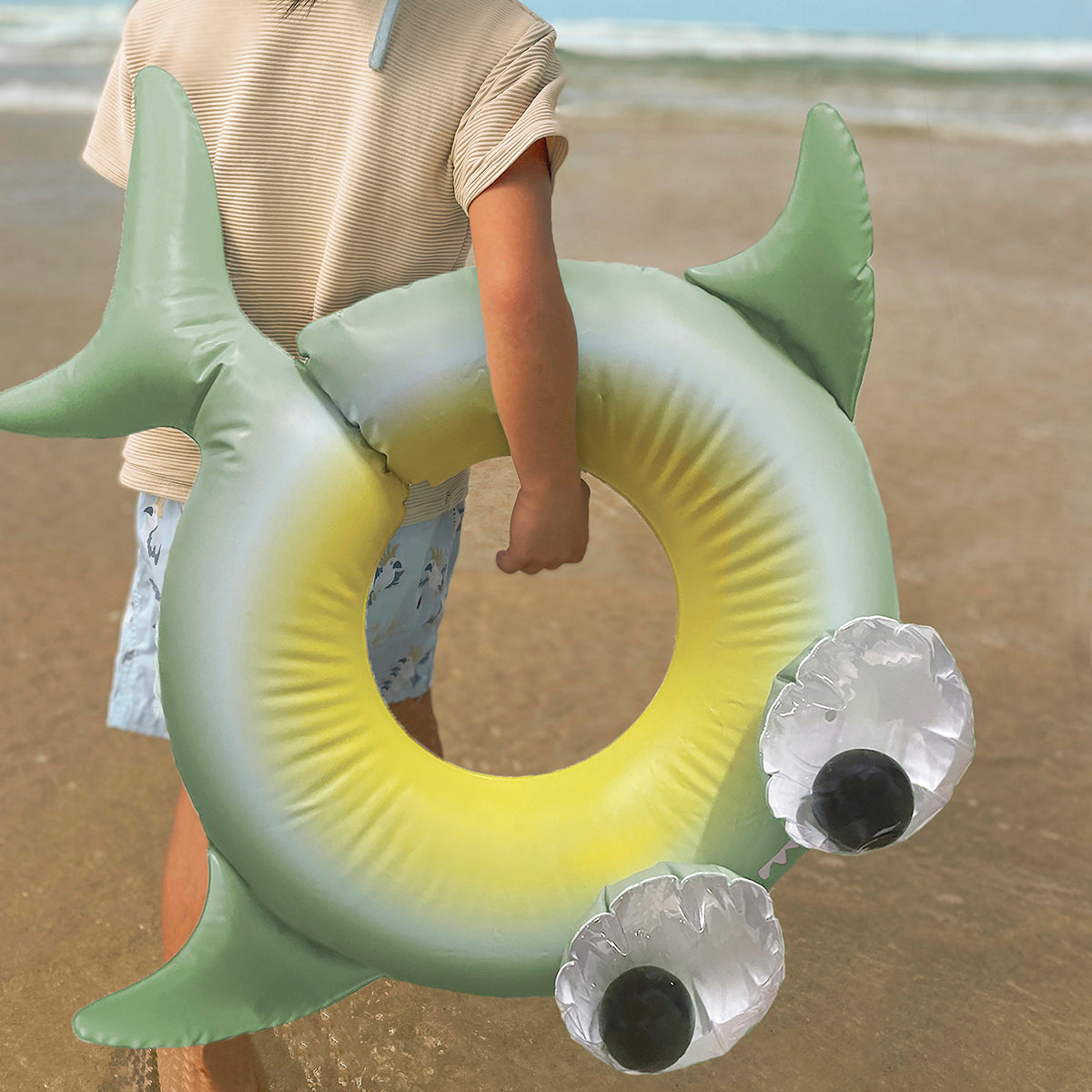 SUNNYLiFE Kiddy Pool Ring Shark Tribe Khaki