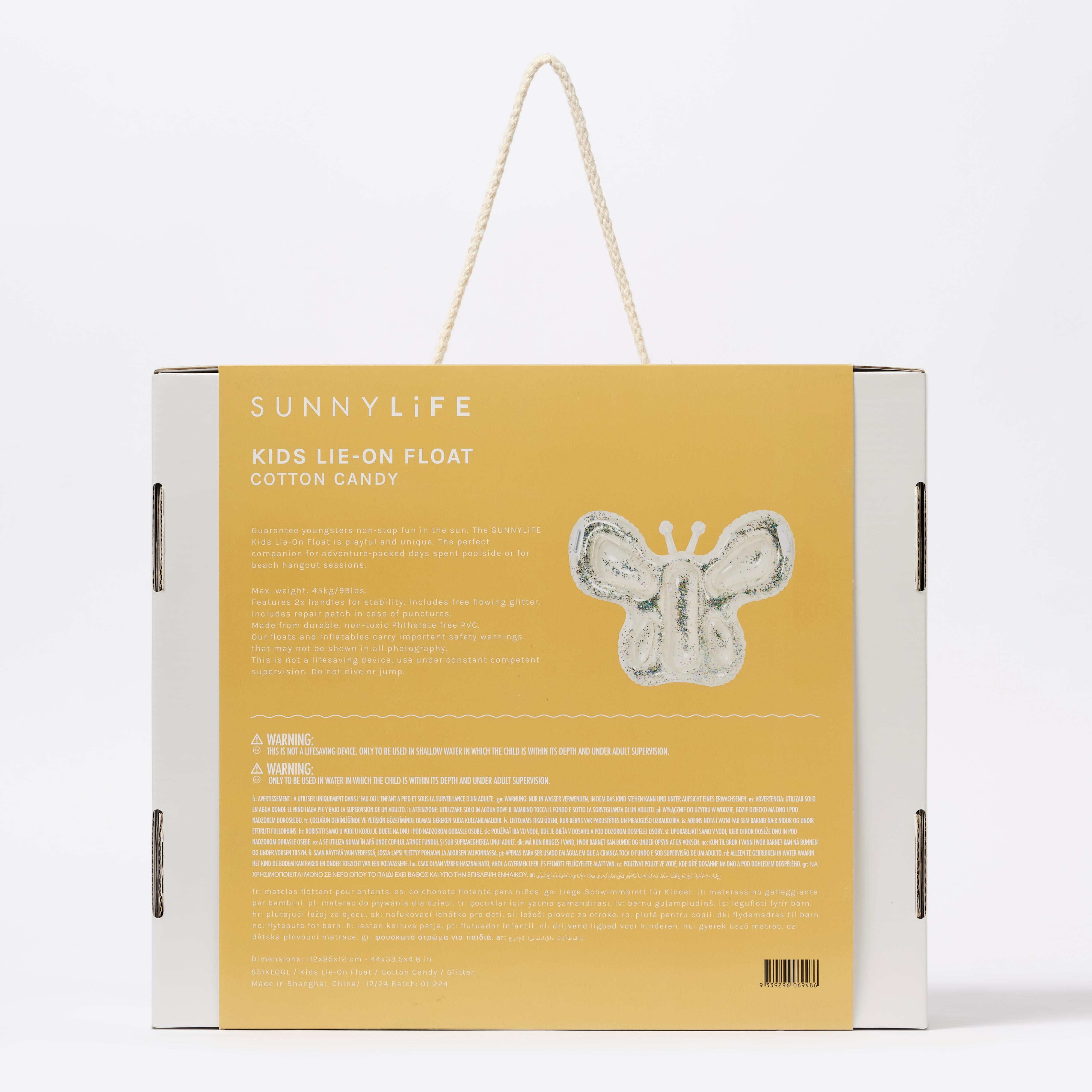 SUNNYLiFE  Kids Butterfly Lie-On Float Cotton Candy Glitter