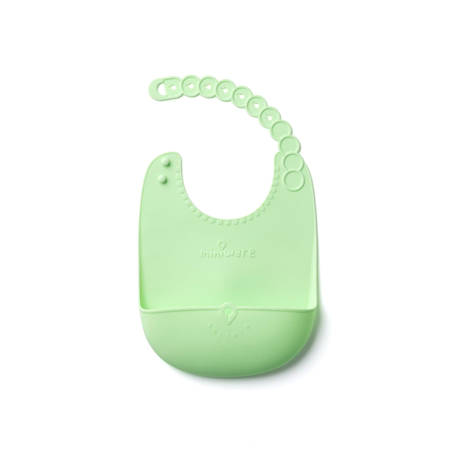 Miniware Roll and Lock Silicone Bib Lime