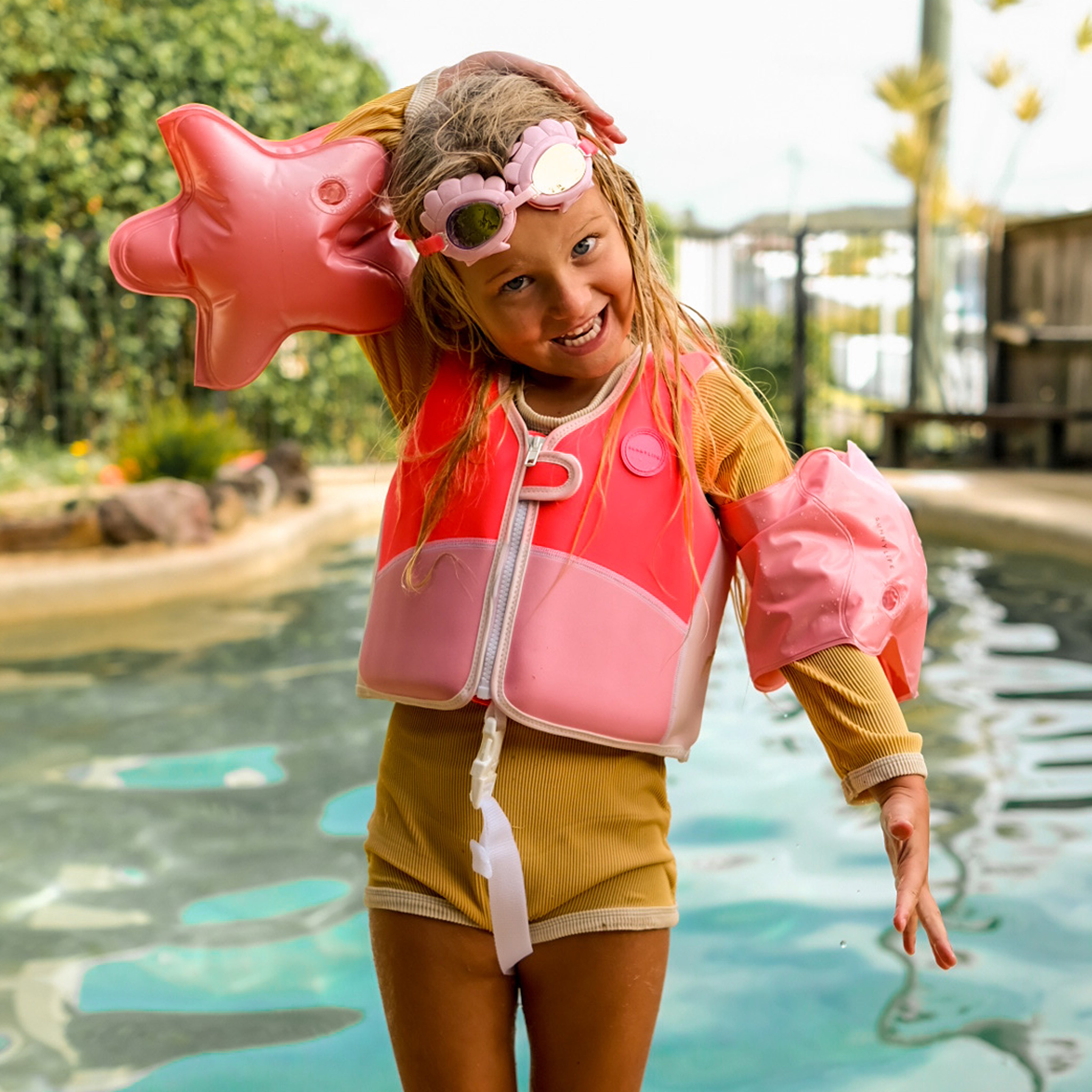 Melody the Mermaid Mini Swim Goggles Neon Strawberry