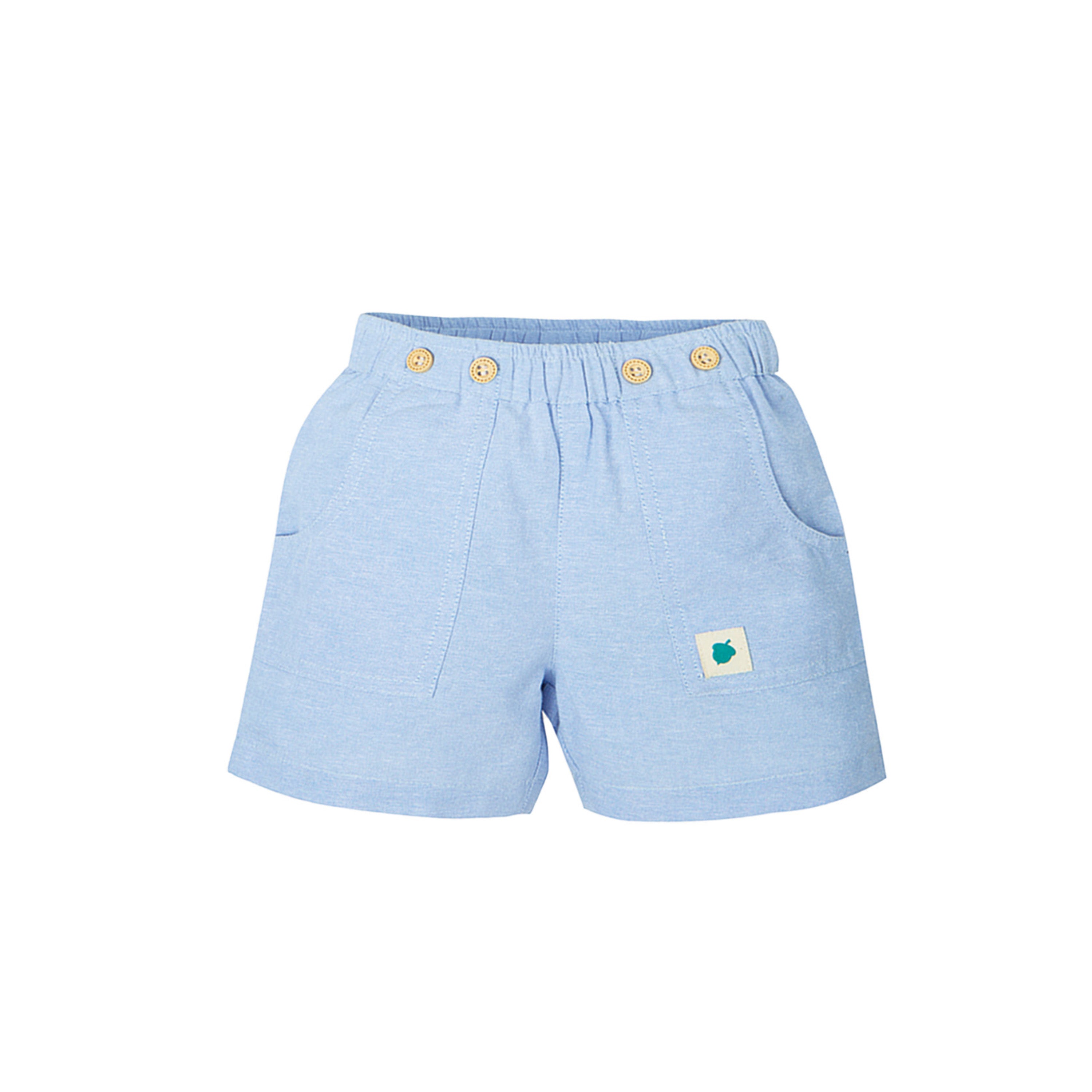 My Milestones Bio-Wash 100% Cotton Cute Animals Embroidered Tee with Chambray Shorts Set - White & Blue