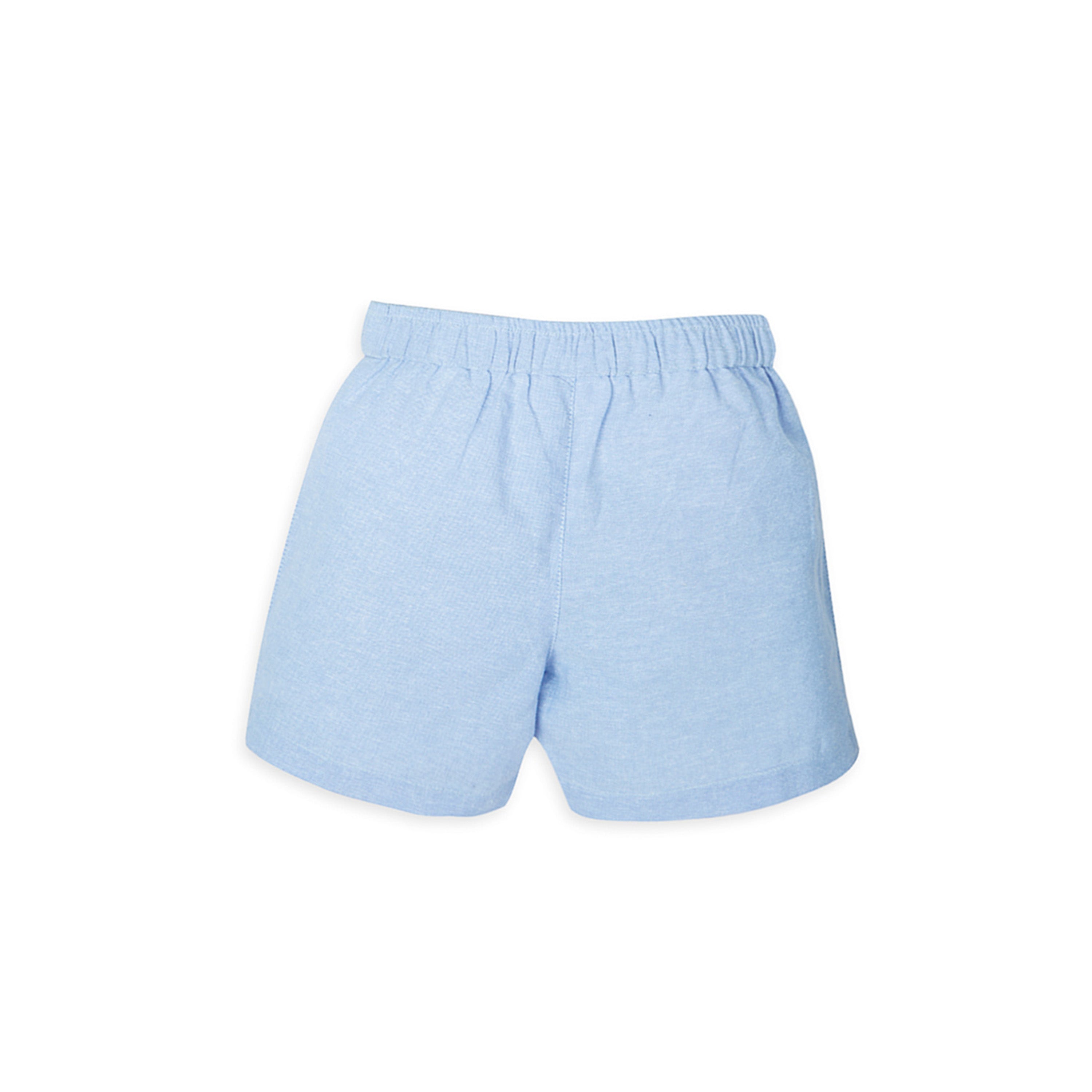 My Milestones Bio-Wash 100% Cotton Cute Animals Embroidered Tee with Chambray Shorts Set - White & Blue