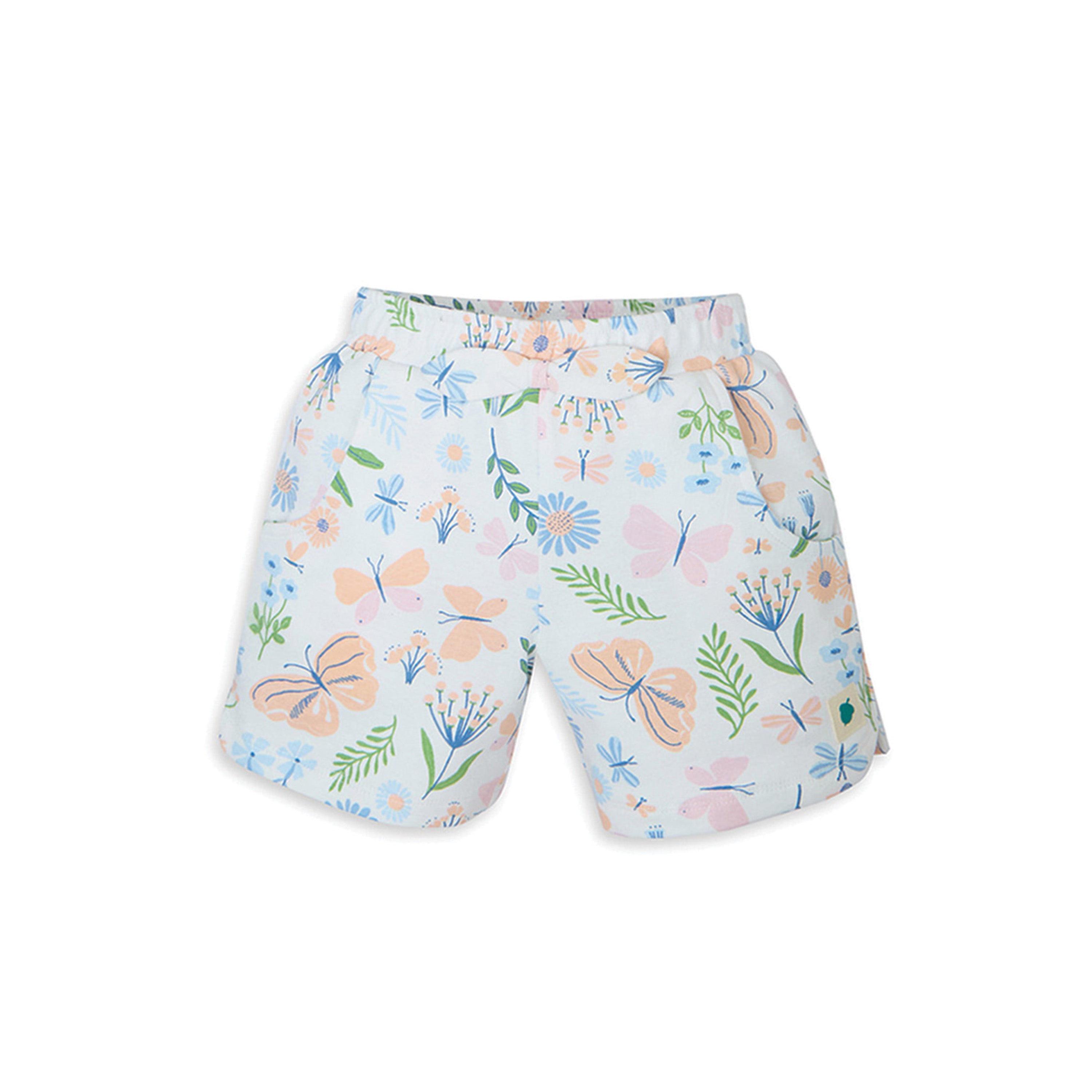 My Milestones Bio-Wash Eyelet Detail Short Sleeves Tee with Shorts in Enchanted Flora Print - White