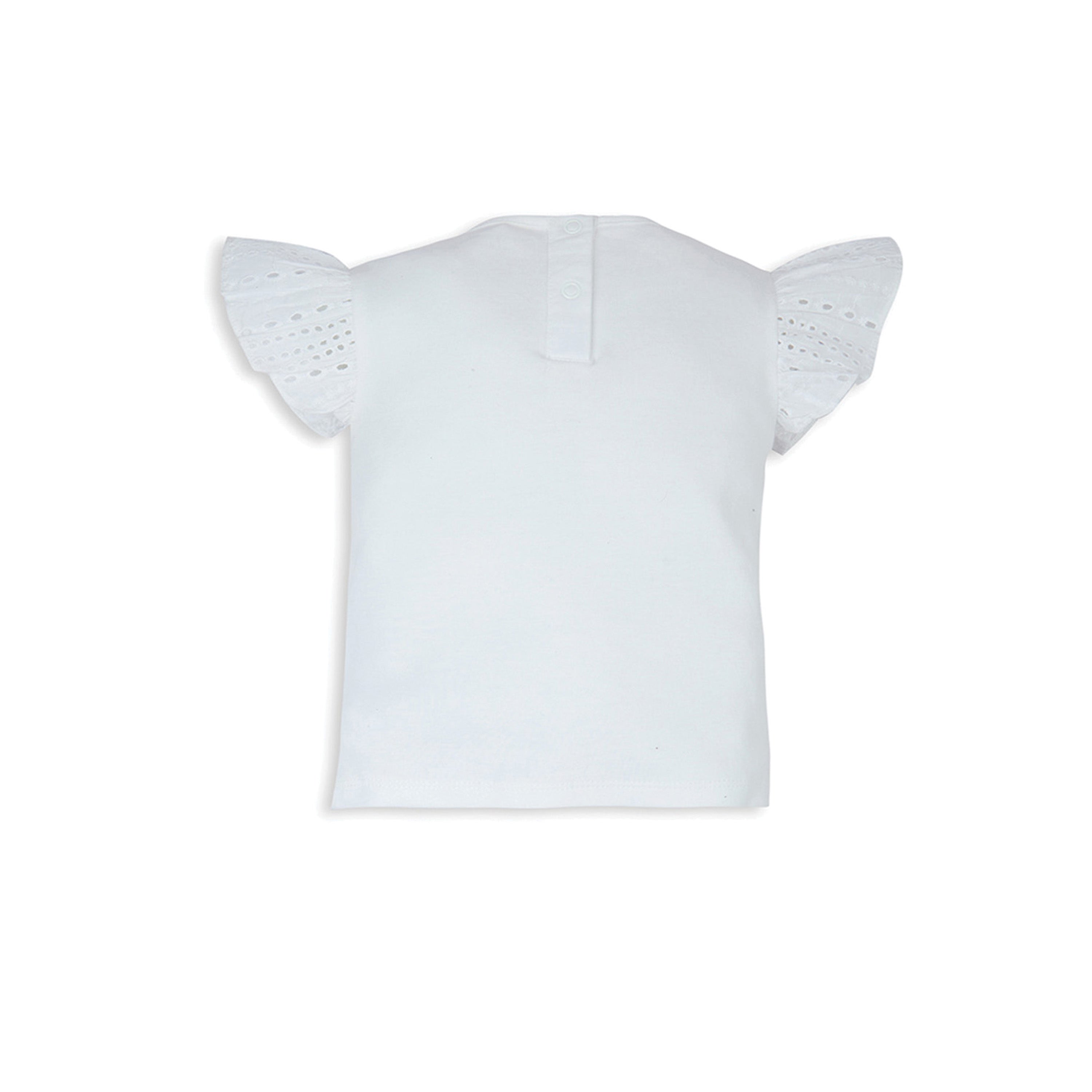 My Milestones Bio-Wash Eyelet Detail Short Sleeves Tee with Shorts in Enchanted Flora Print - White